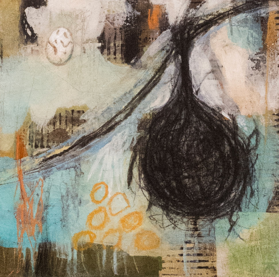 "Oriole Magic" Mixed-media on canvas, 12 x 12 inches, $290