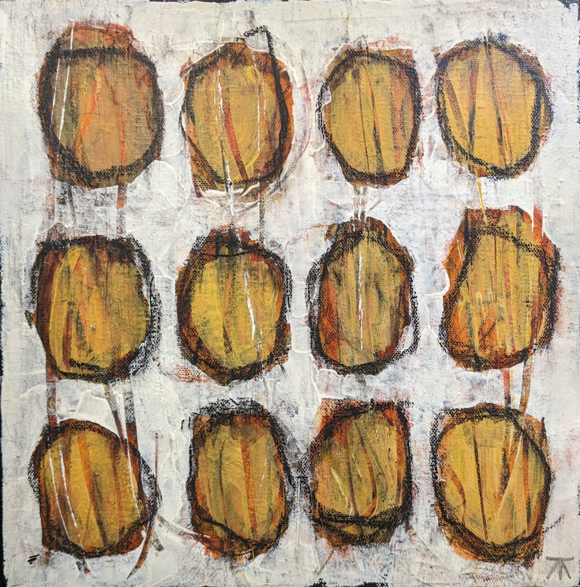 "Gridstone, No. 4" Mixed media on canvas, 12 x 12 inches, $290