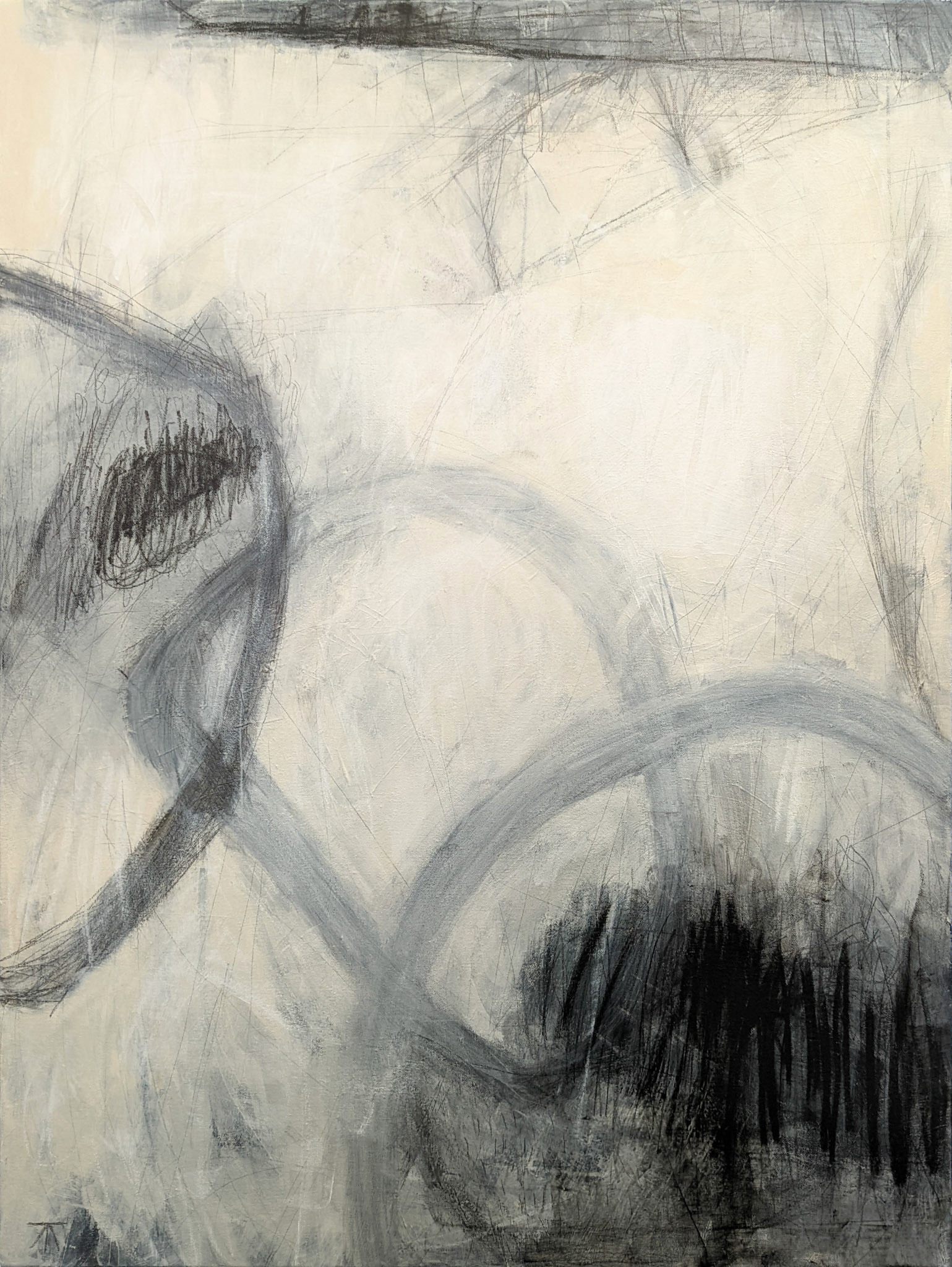 "I Backwards Cast My Eye" Mixed media on canvas, 30 x 40 inches, SOLD