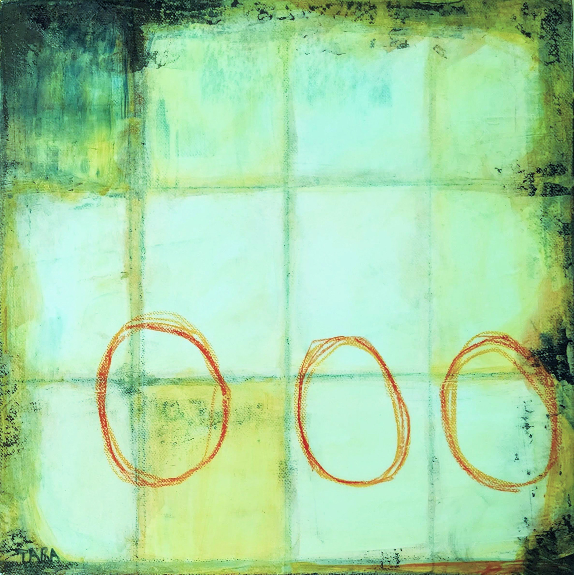 "Partition," Acrylic and mixed media on canvas, 12 x 12 inches, $600