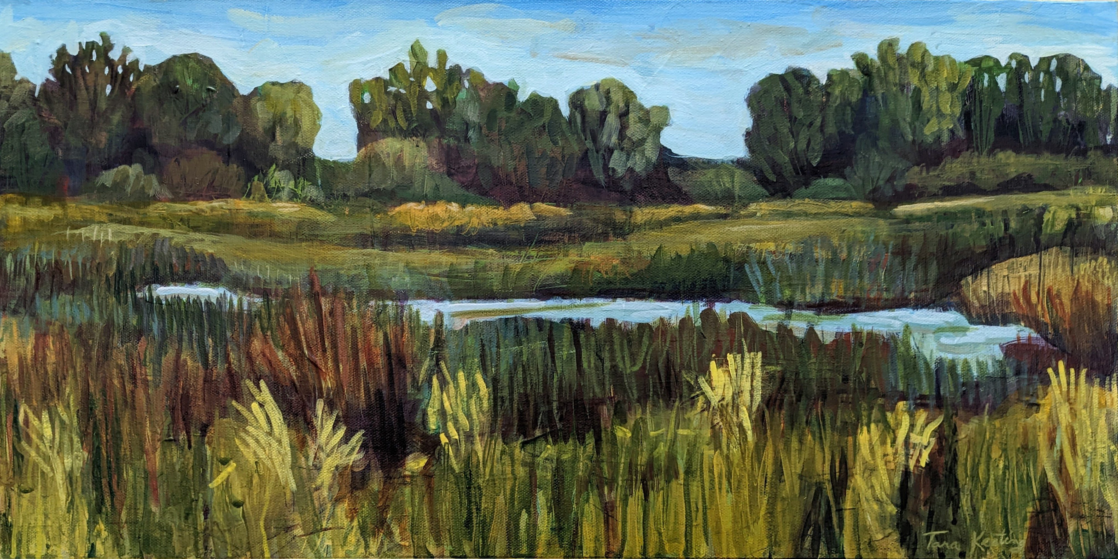 Green Plenitude, Acrylic and mixed-media on canvas, 12 x 24 inches, SOLD
