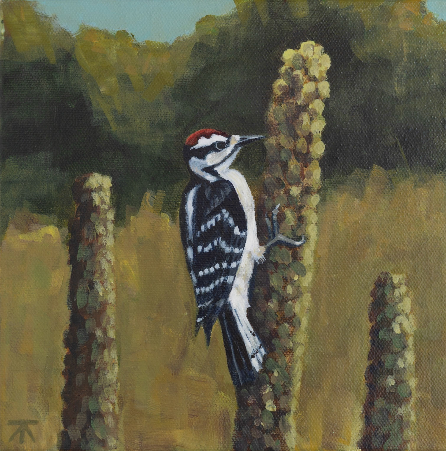 Downy At Steelworkers Park, 8x8 inches on gallery wrapped canvas, $200