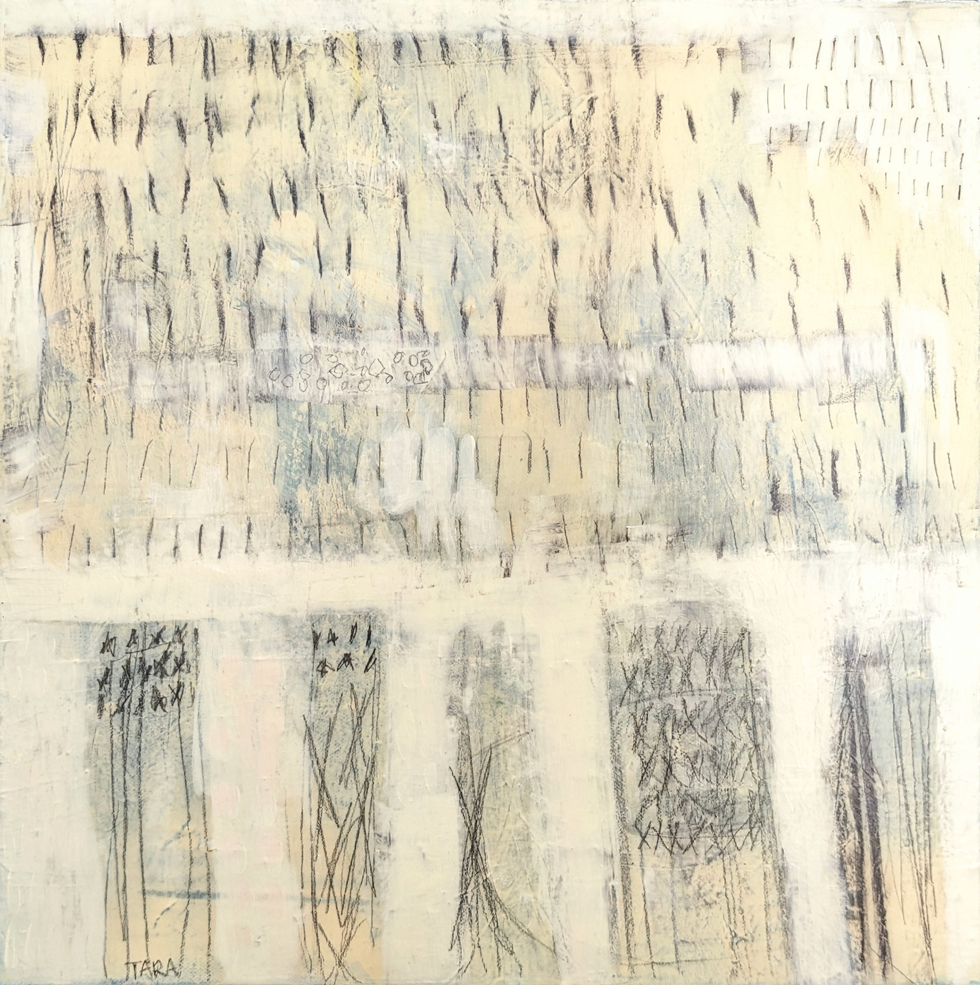 "Partial Recognition", Mixed media on canvas, 16 x 16 inches, SOLD