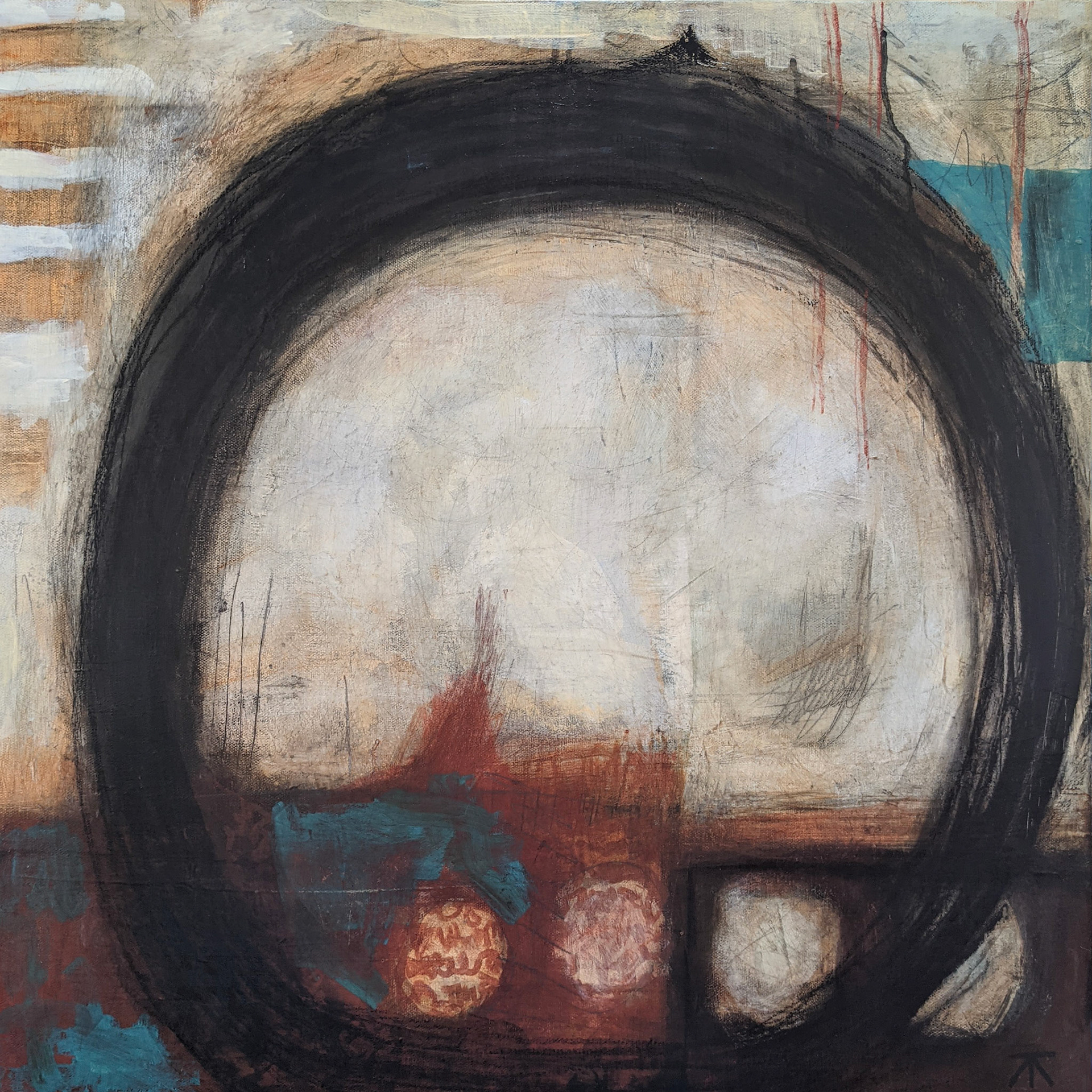 "Compass" Mixed media on canvas, 24 x 24 inches, Artemesia Gallery