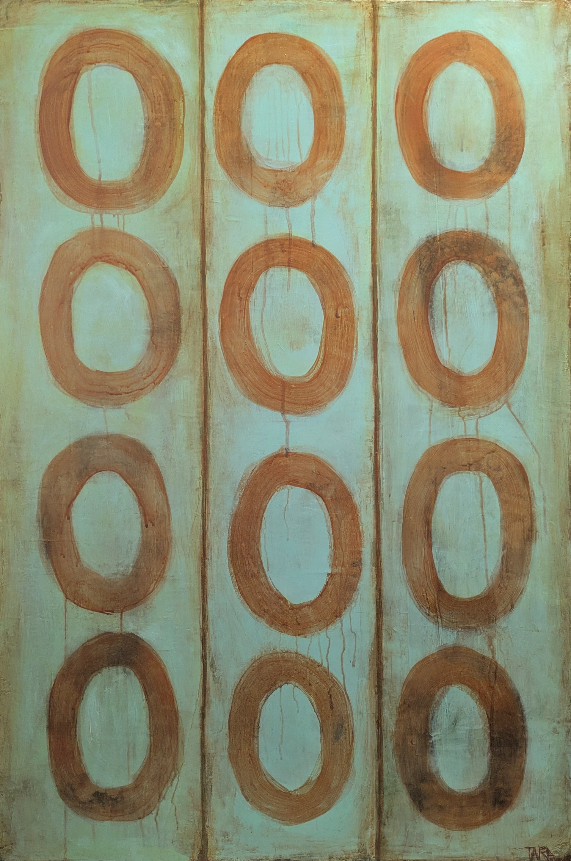 "Jade Stone" Acrylic on gallery wrapped canvas, 24 x 36 inches, $2,400