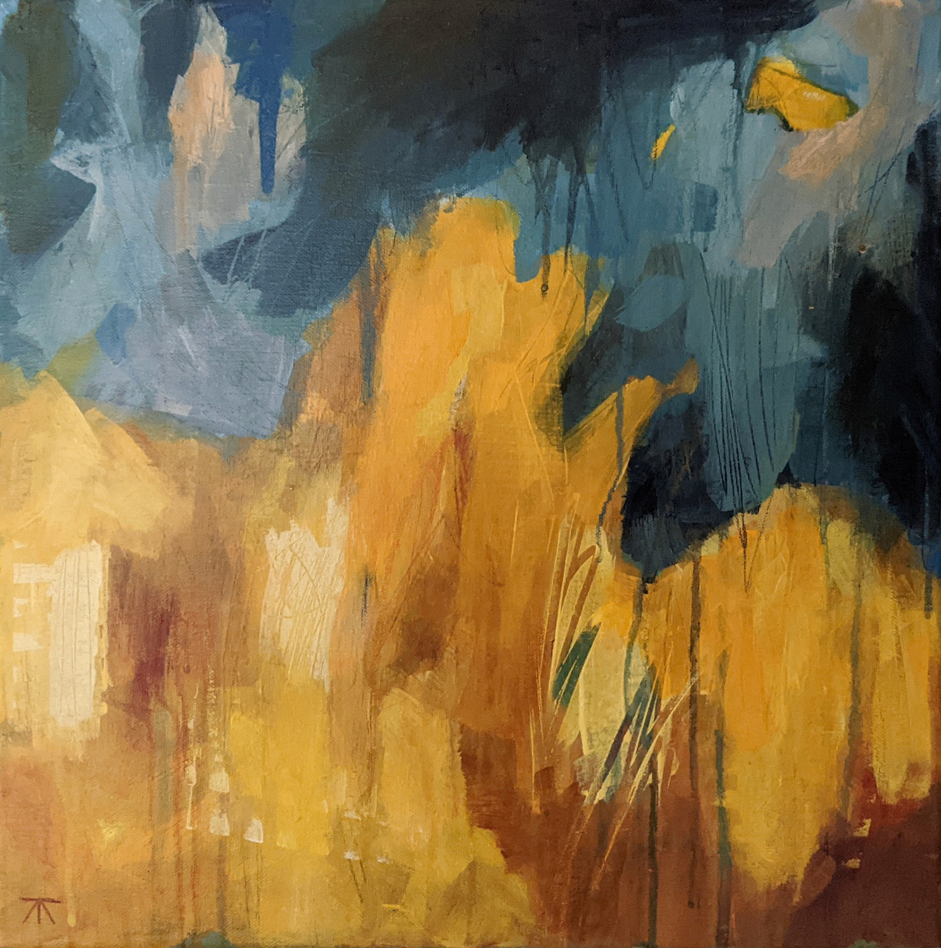 "Torrent No. 2" Acrylic and mixed-media on canvas, 16 x 16 inches, $395