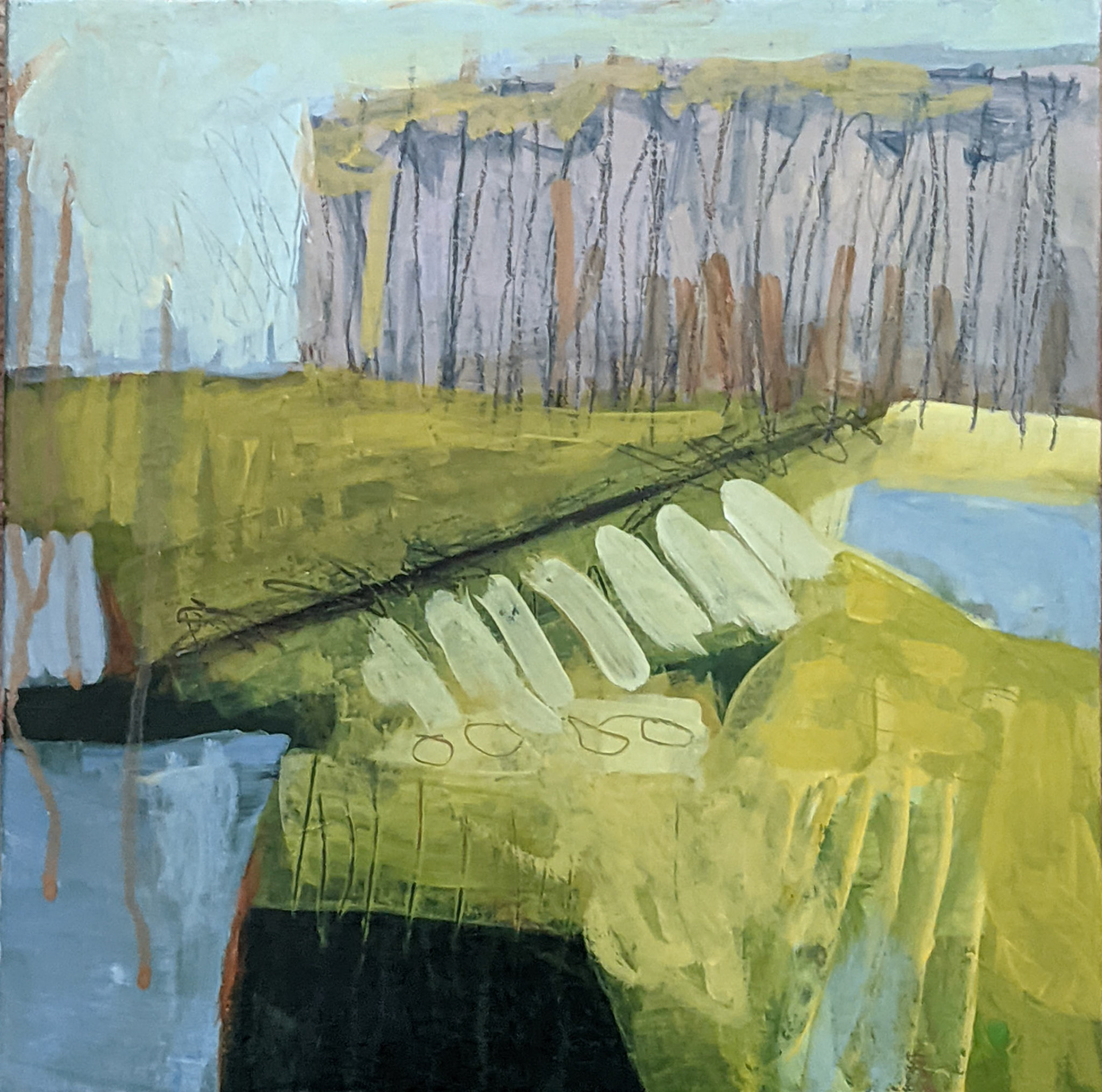 Prairie Spring, Acrylic and mixed-media on canvas, 12 x 12 inches, SOLD