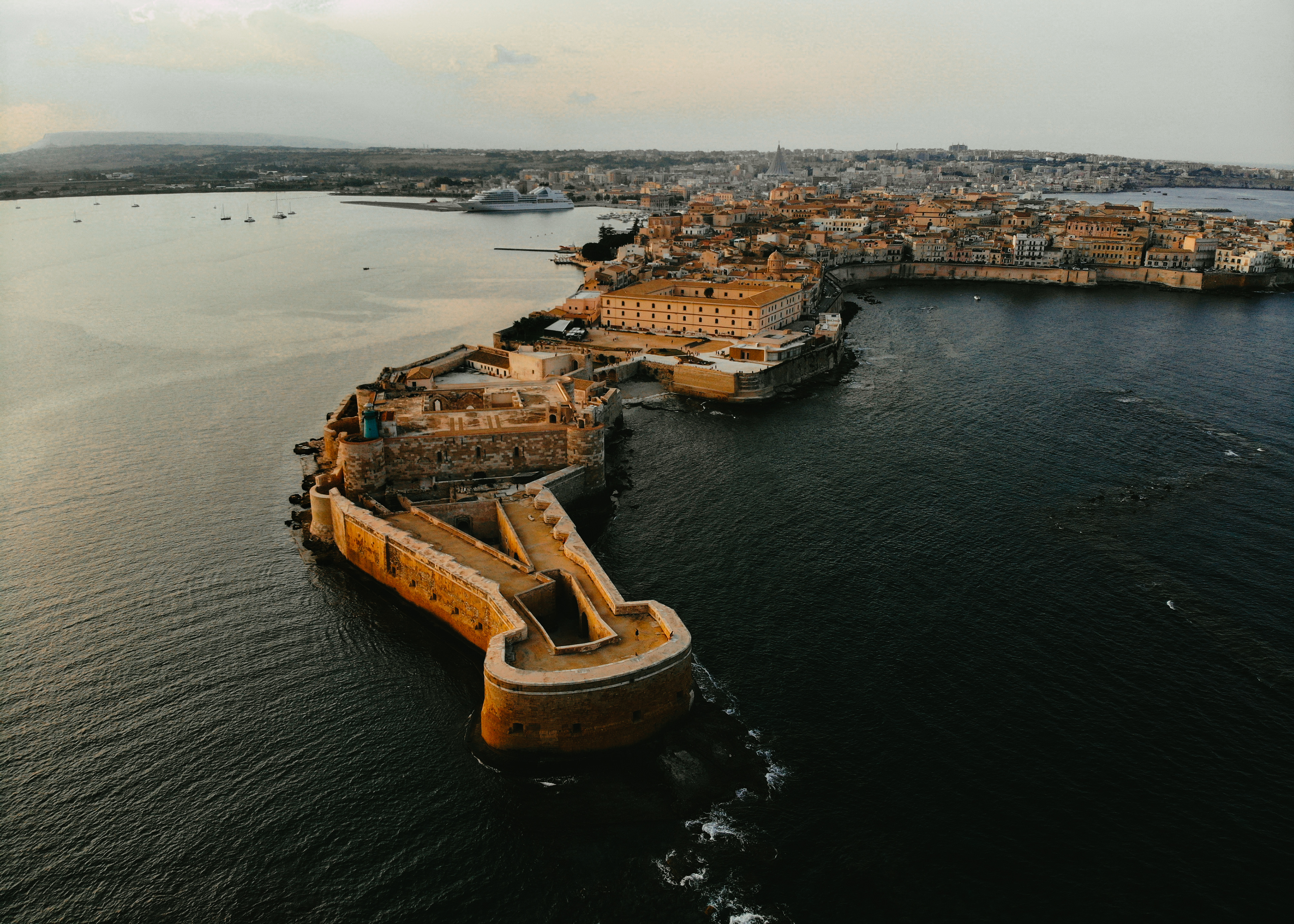Ortigia, Sicily. Warm sunset on the tip of Ortigia island.
