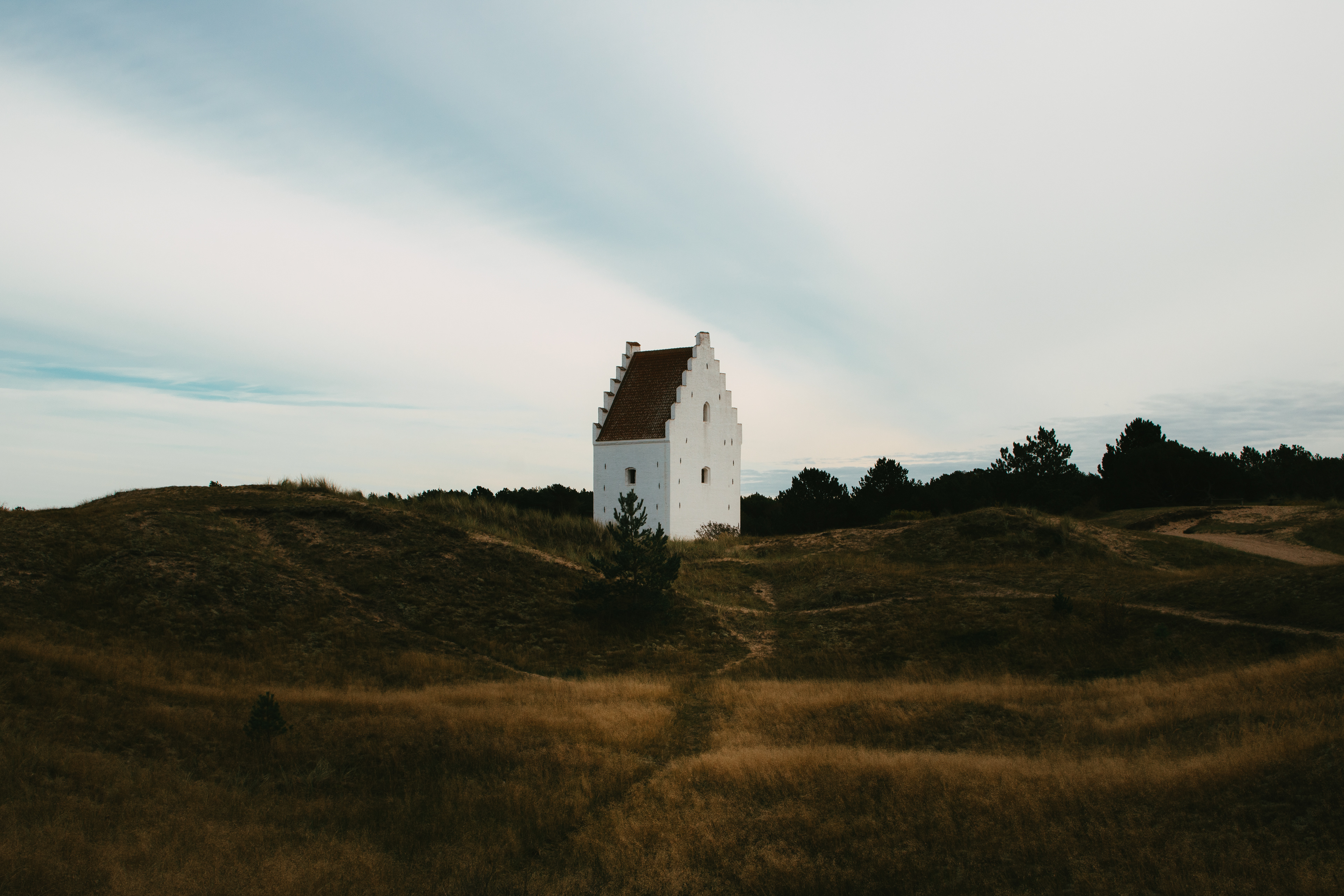 Denmark, Skagen. The remaining tower of a once prosperous chapel now known simply as the Sand-Covered Church (or Buried Church).