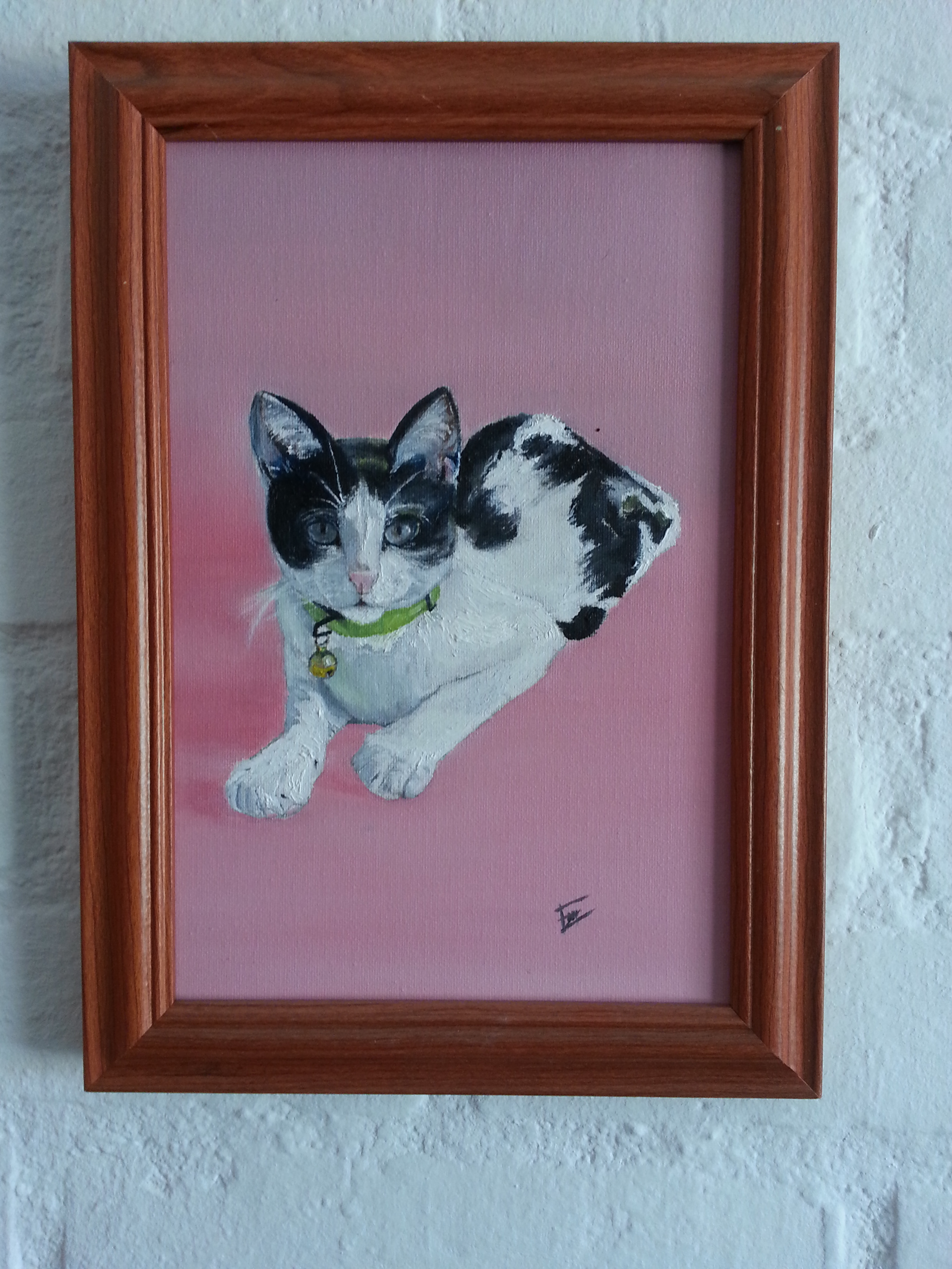 "Luchito" - Óleo en cartón tela, 30 x 20 cm. Realizado  en honor de mi fallecido gatito Luchito el año 2018.
