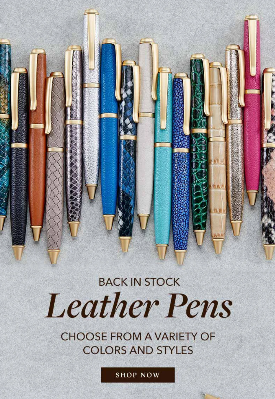 Email promoting Leather Pens
