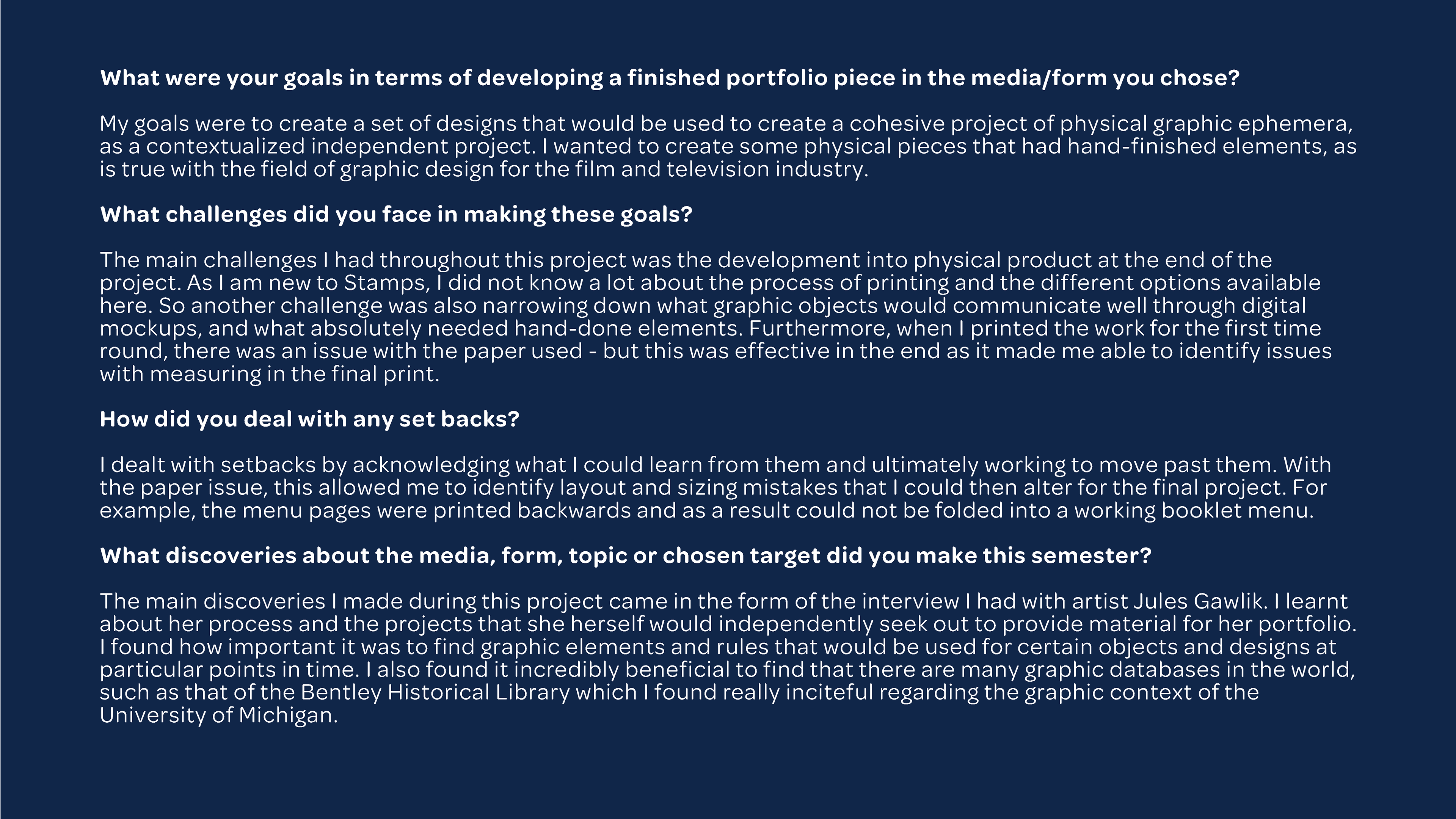 Reflection completed for the class.