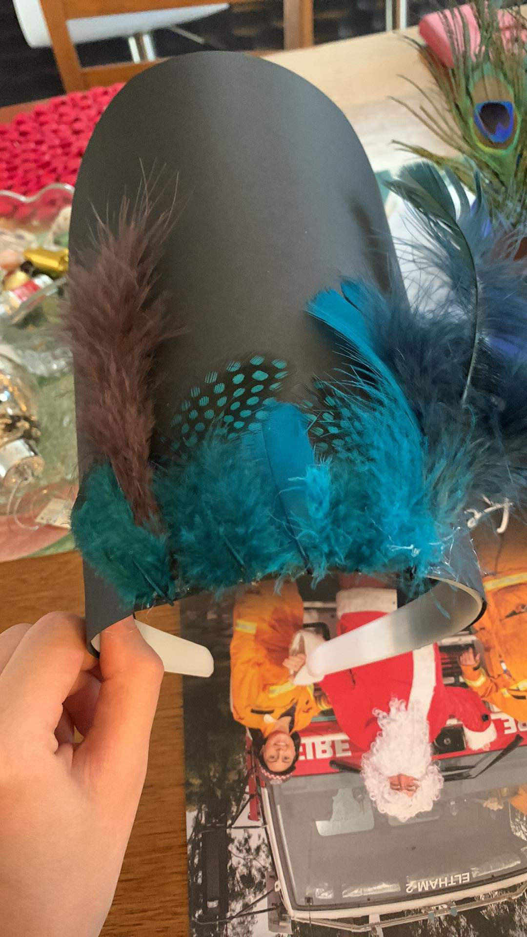 Peacock hat in the making