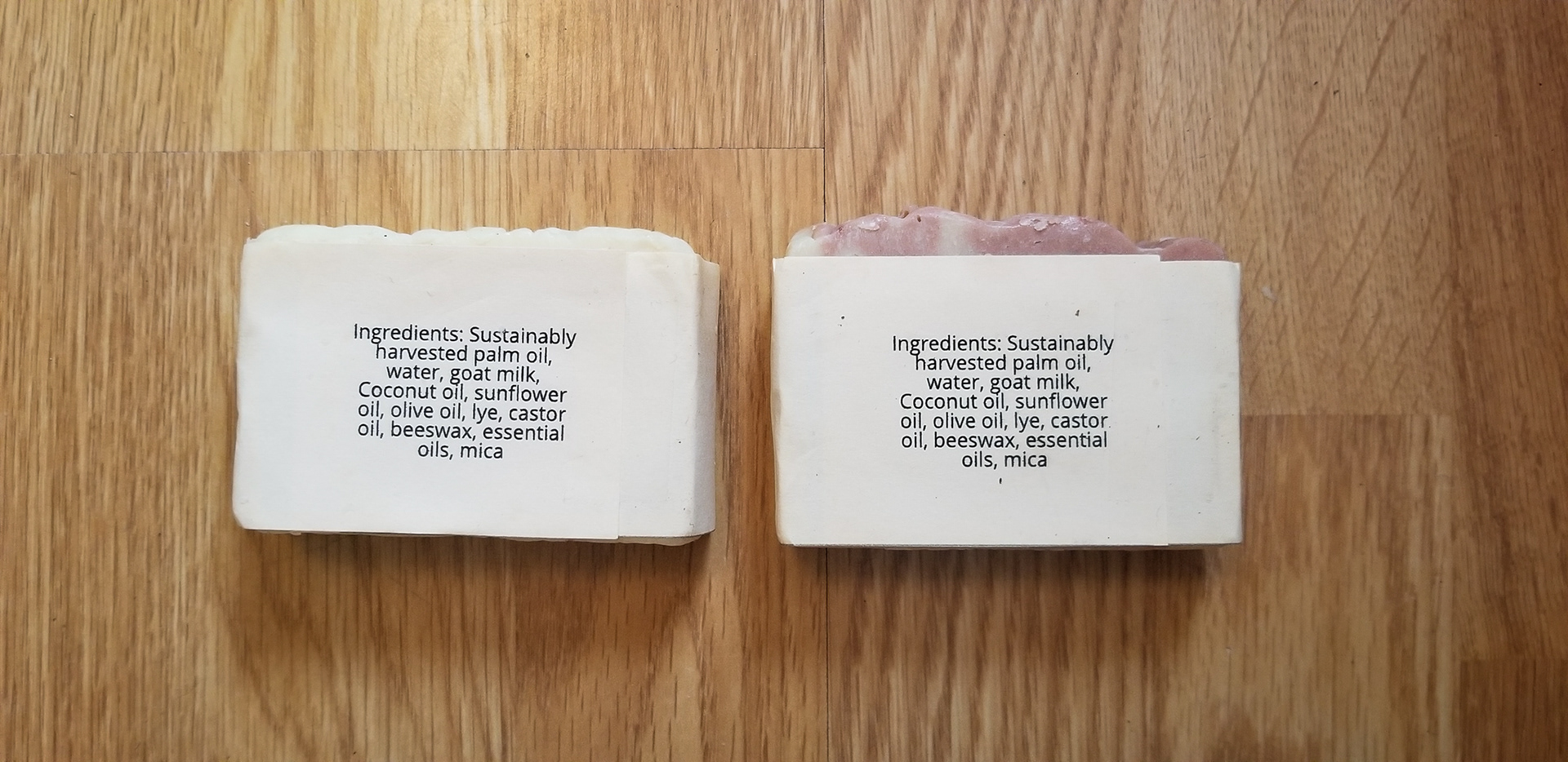 Logo design printed on soap wraps (back)