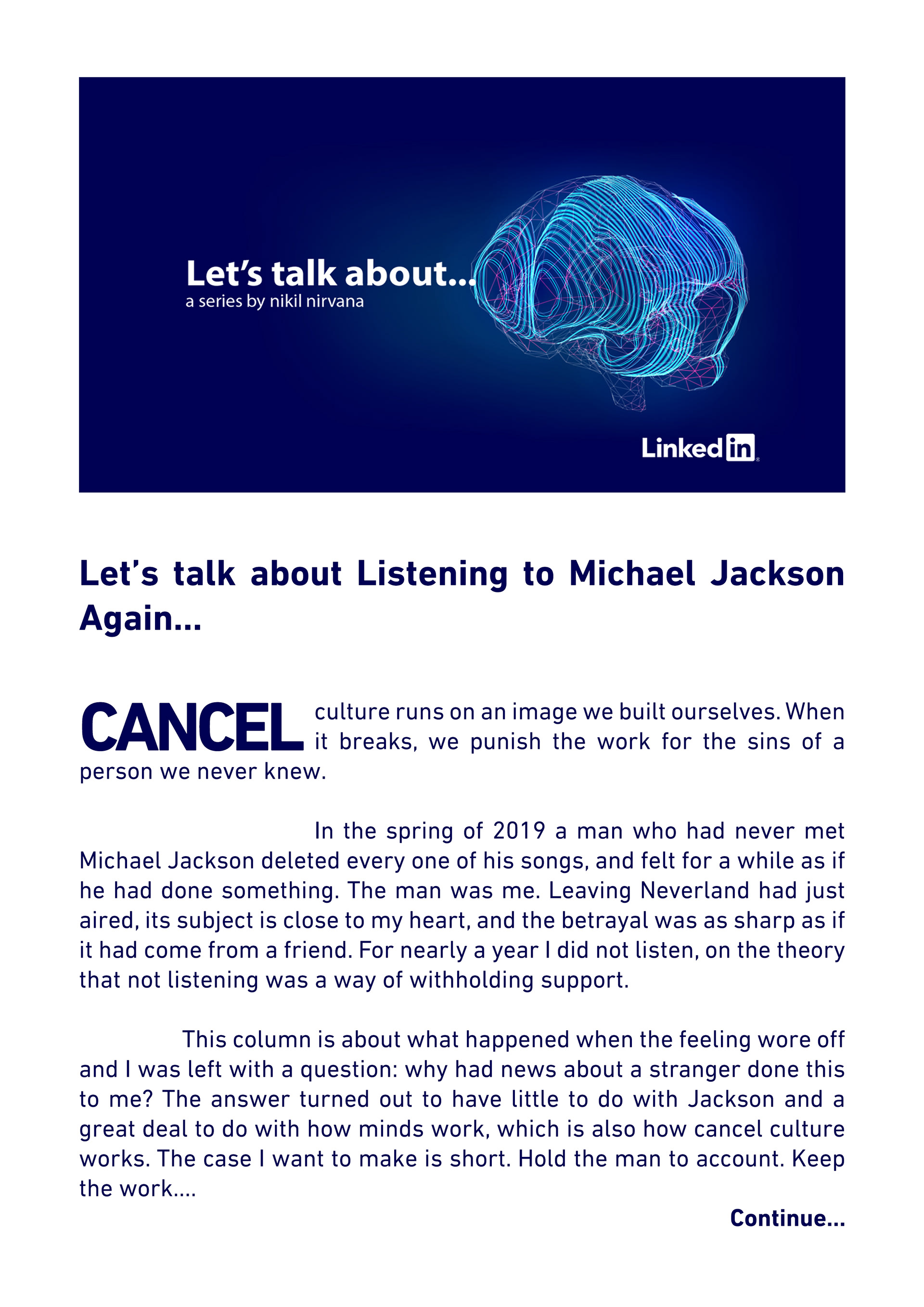 Let's talk about... - Listening to Michael Jackson Again