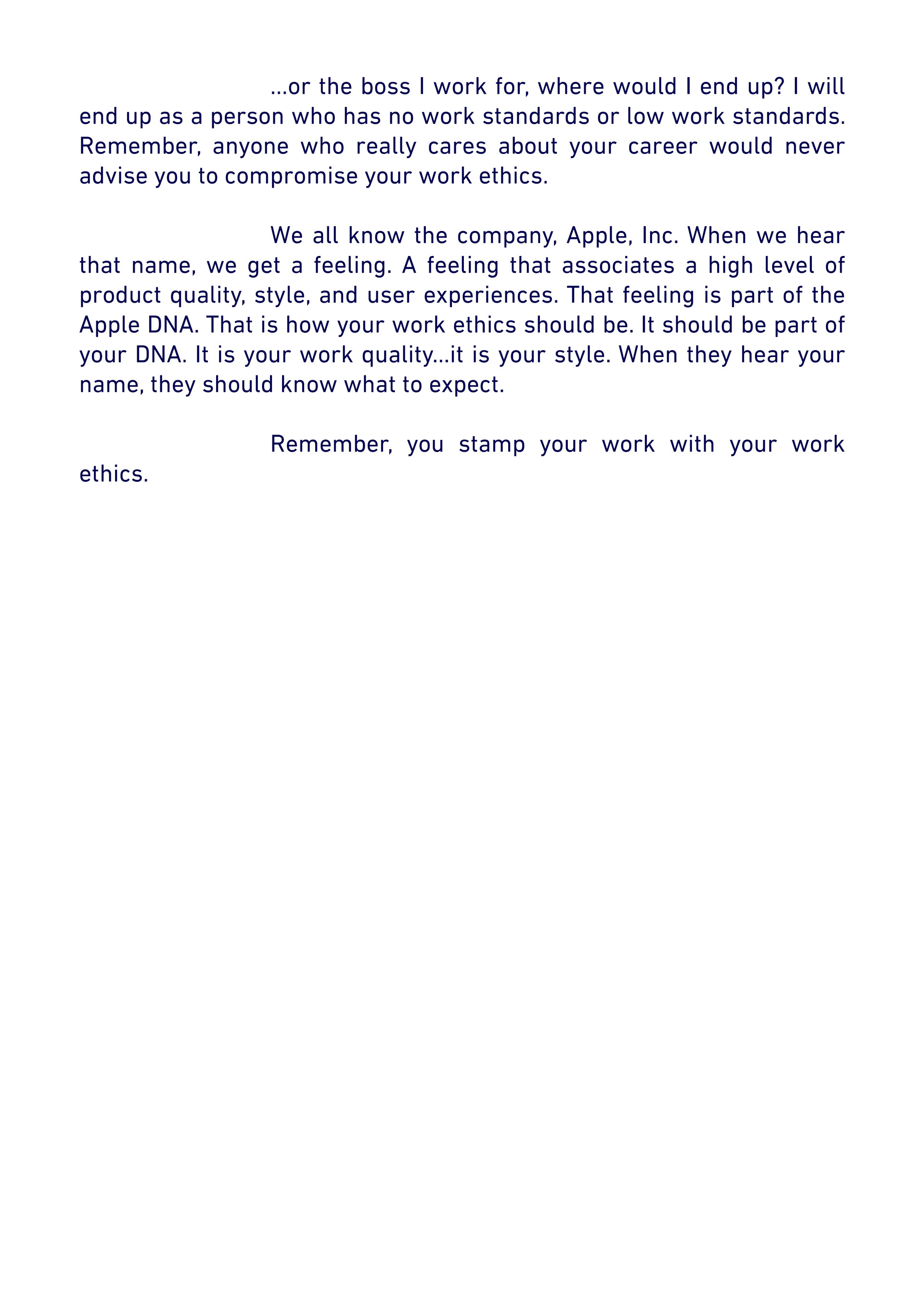 Let's talk about... - Work Ethics