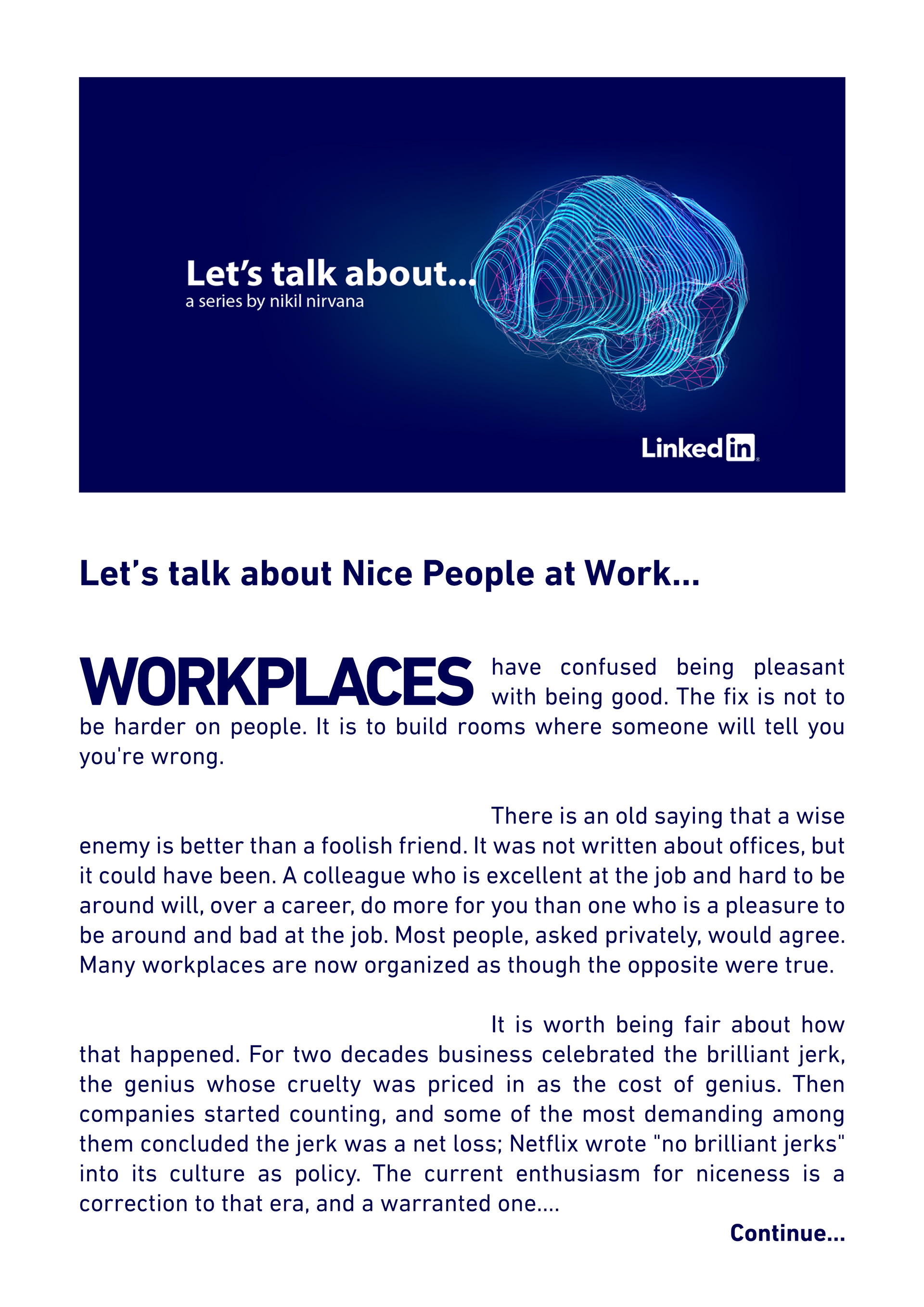 Let's talk about... - Nice People at Work