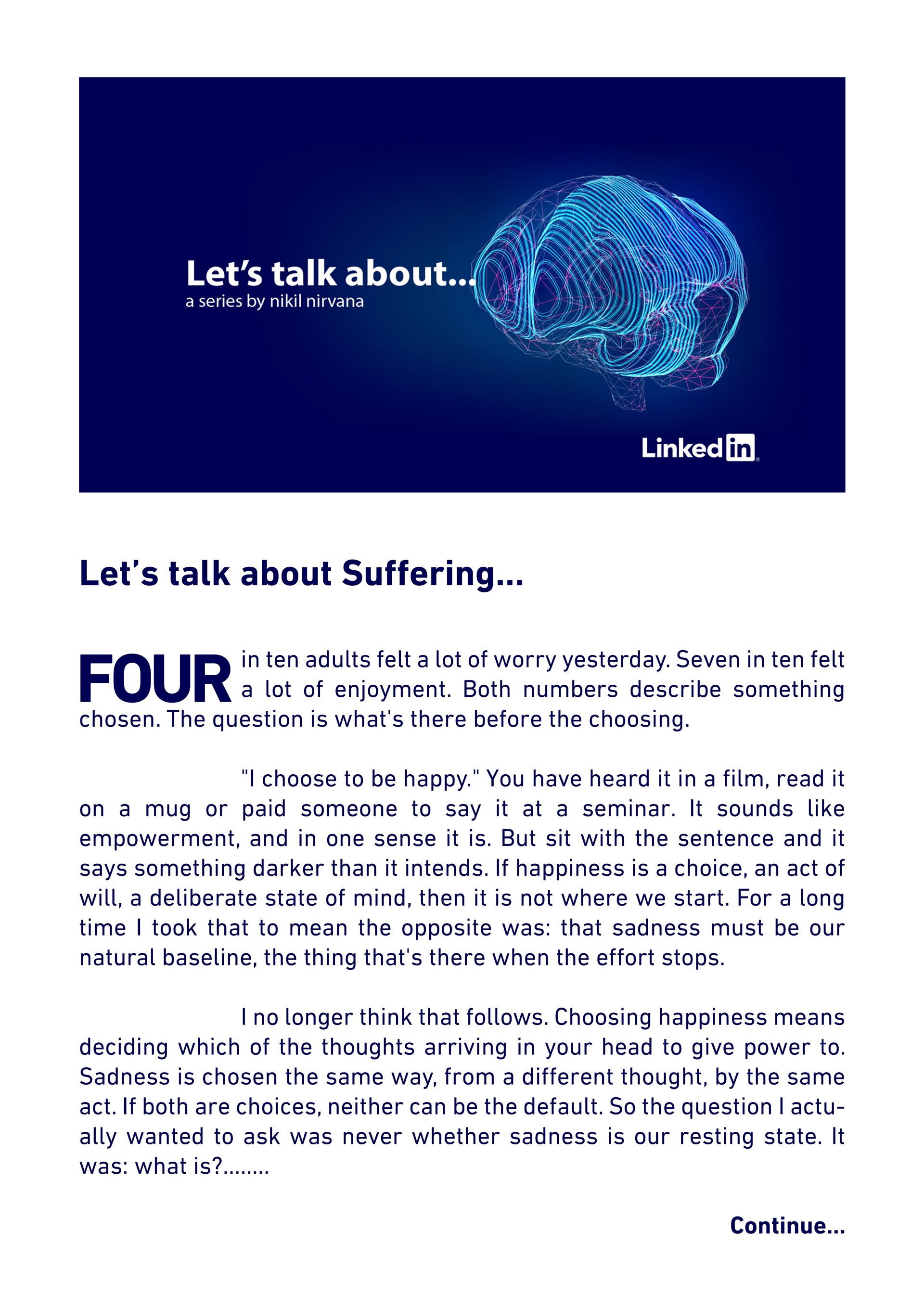 Let's talk about...- Suffering