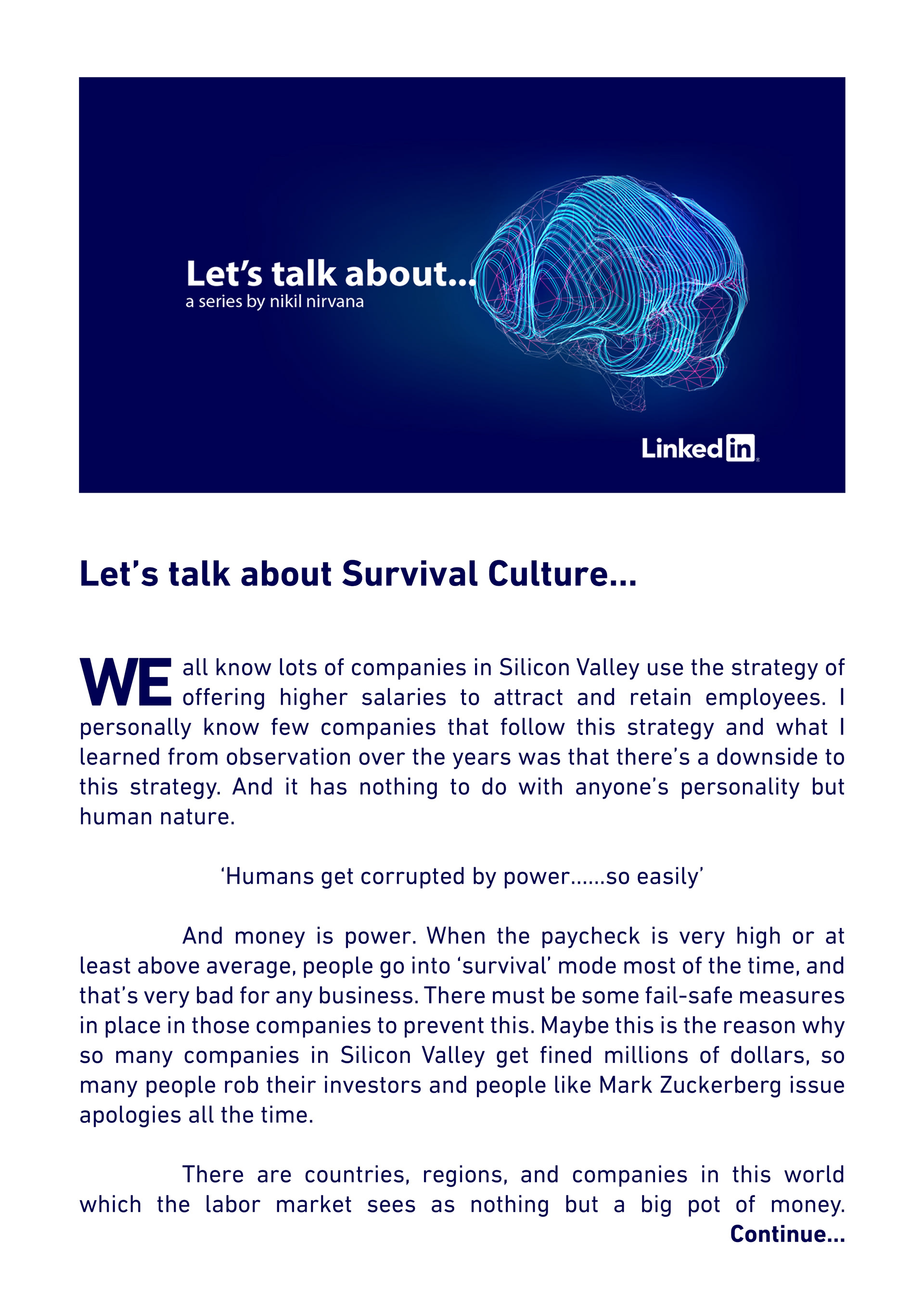 Let's talk about... - Survival Culture