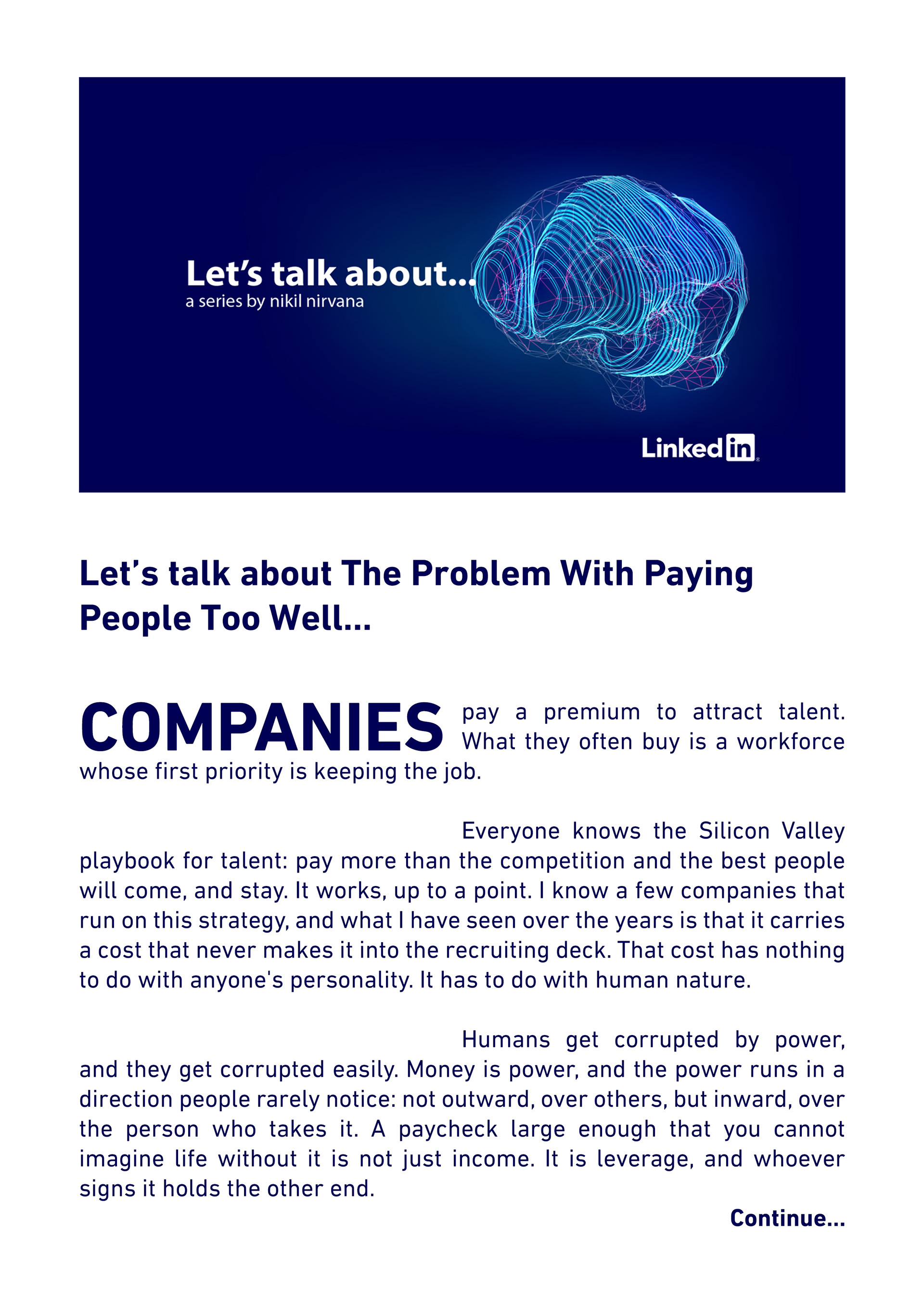 Let's talk about... - The Problem With Paying People Too Well