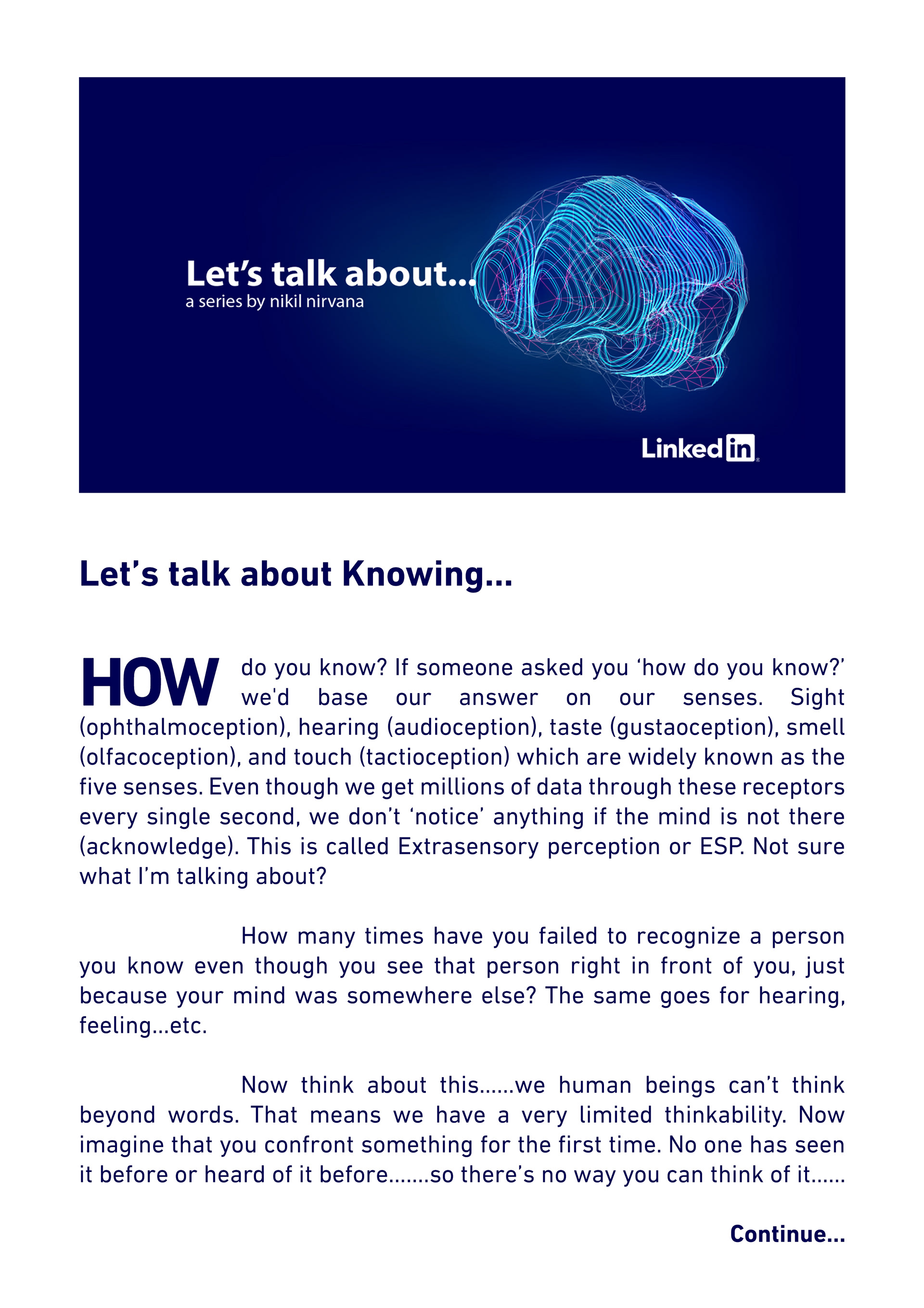 Let's talk about... - Knowing