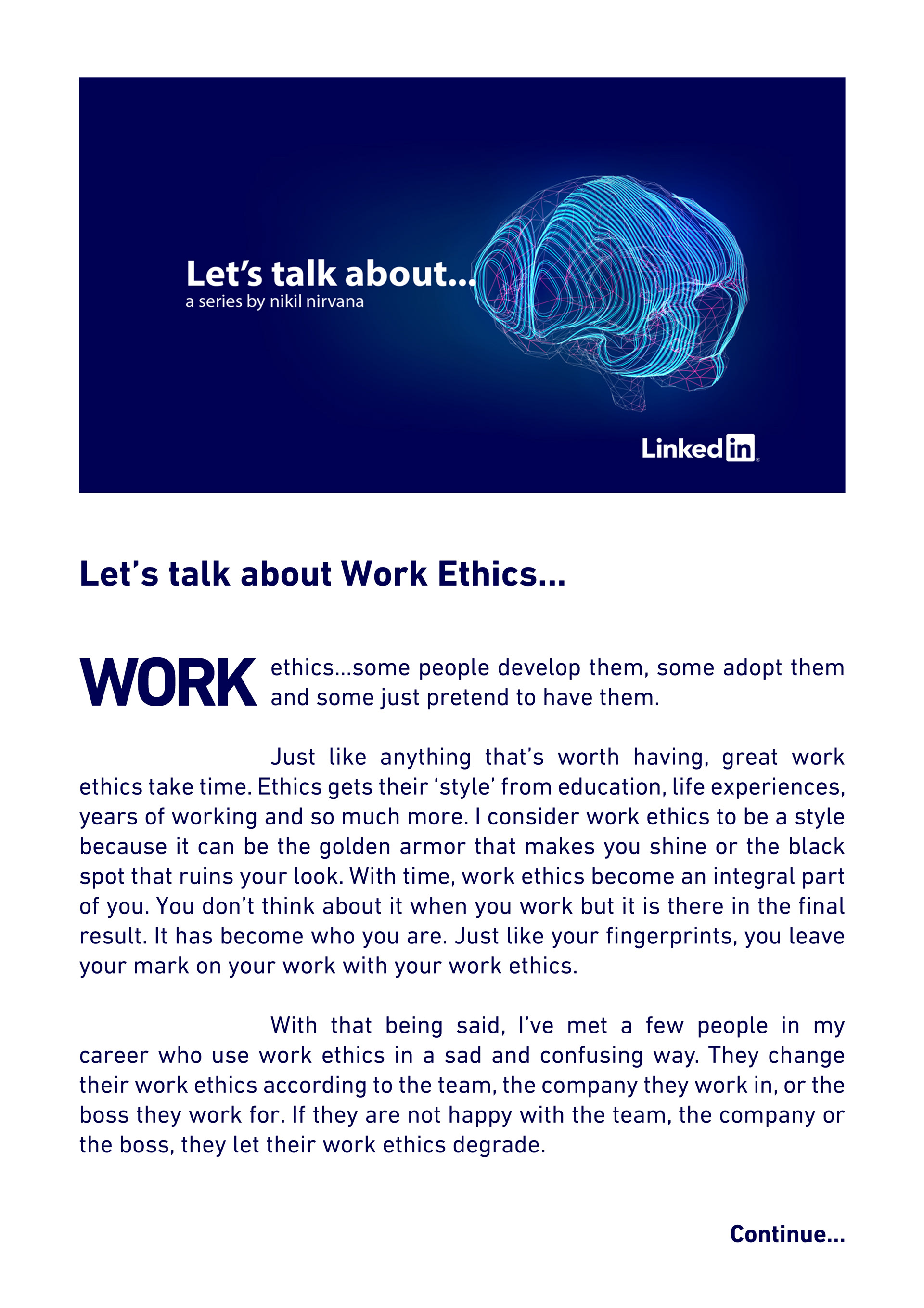 Let's talk about... - Work Ethics