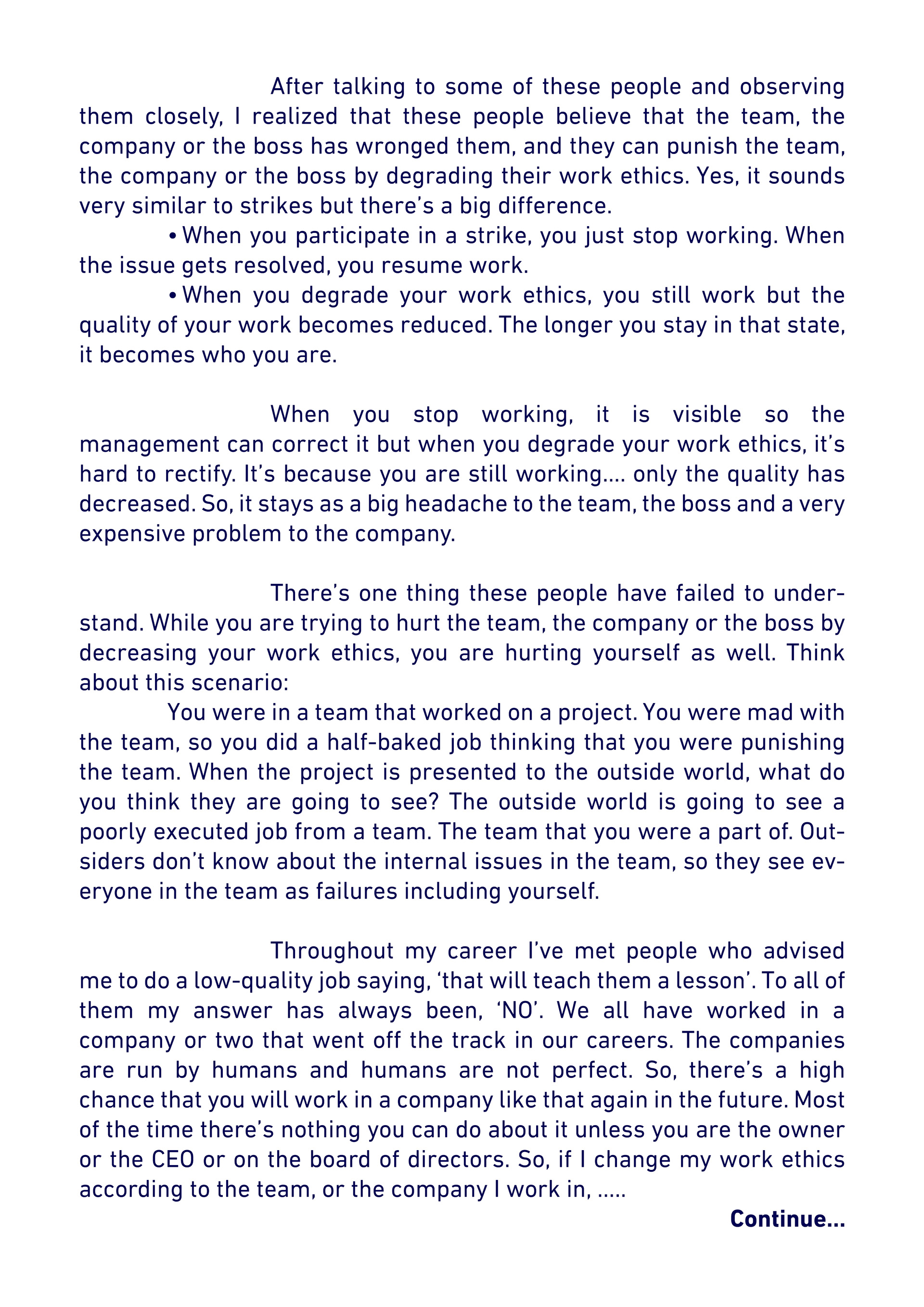 Let's talk about... - Work Ethics