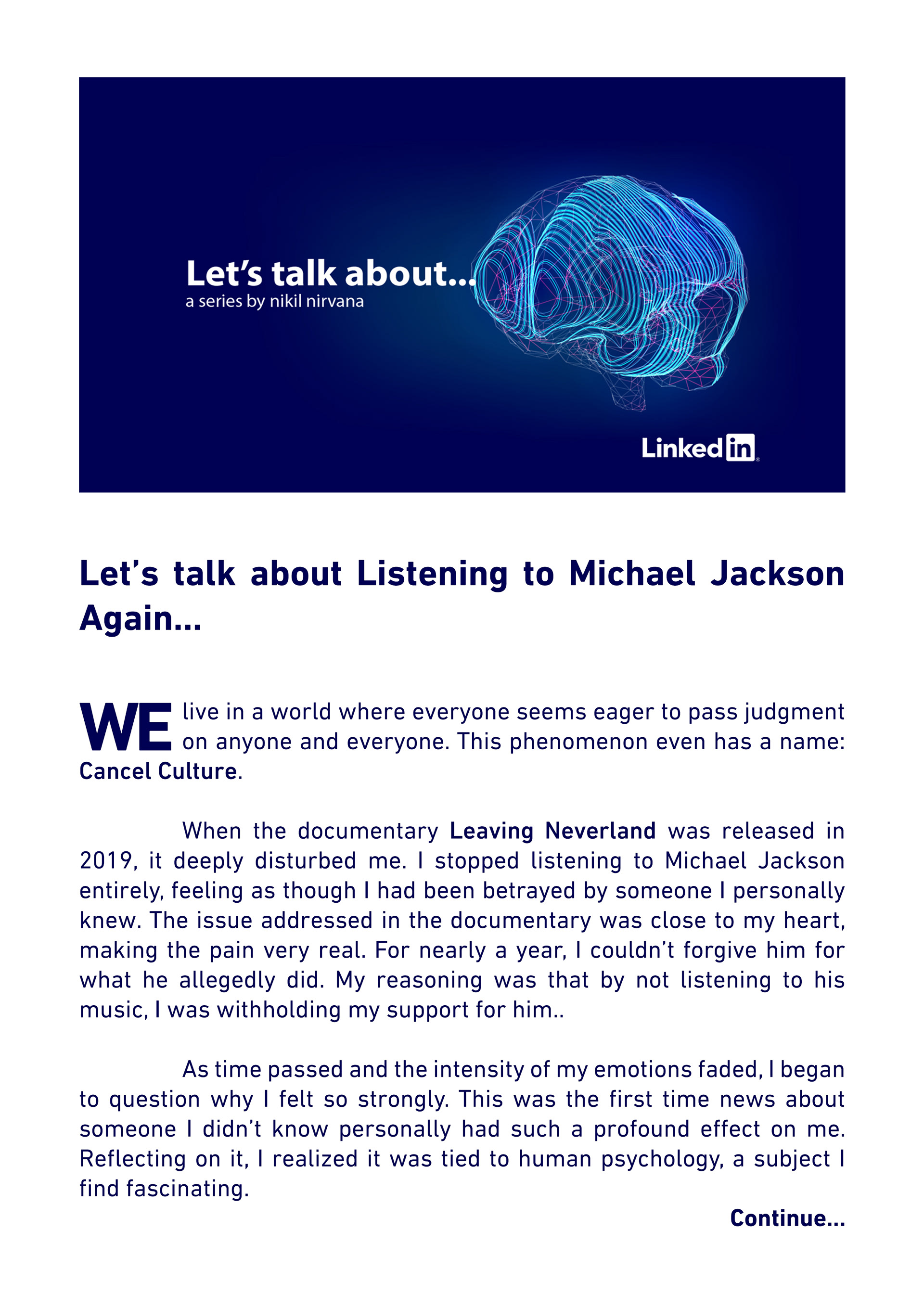 Let's talk about... - Listening to Michael Jackson Again