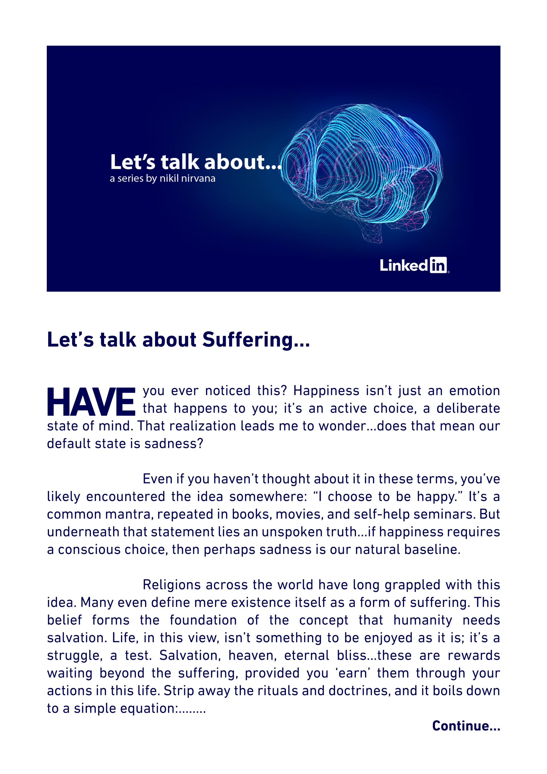 Let's talk about... - Suffering