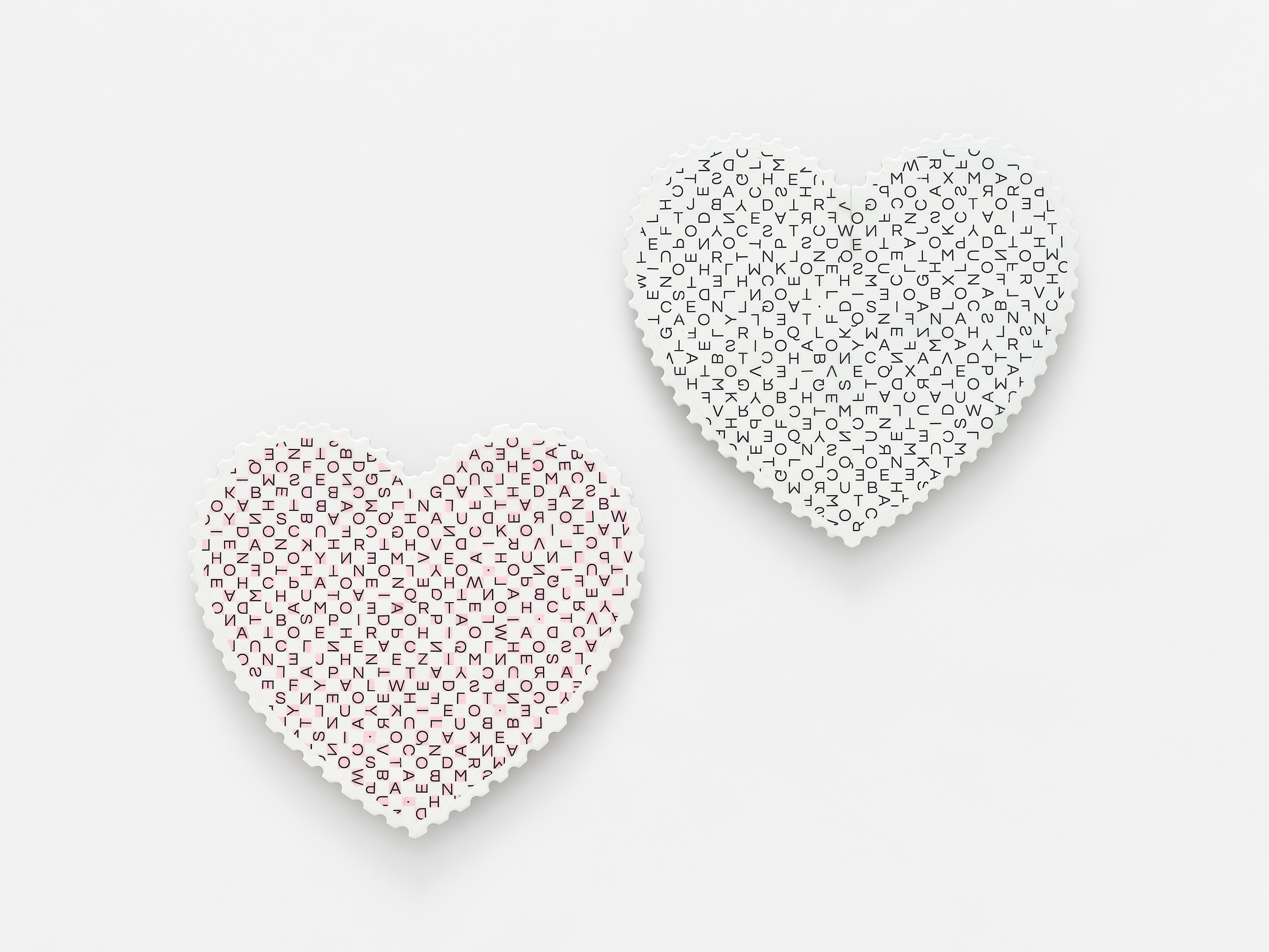 Stamp : Heart, 2022, ceramic, transfer printing, glaze, 1250℃, each 31×29(cm)