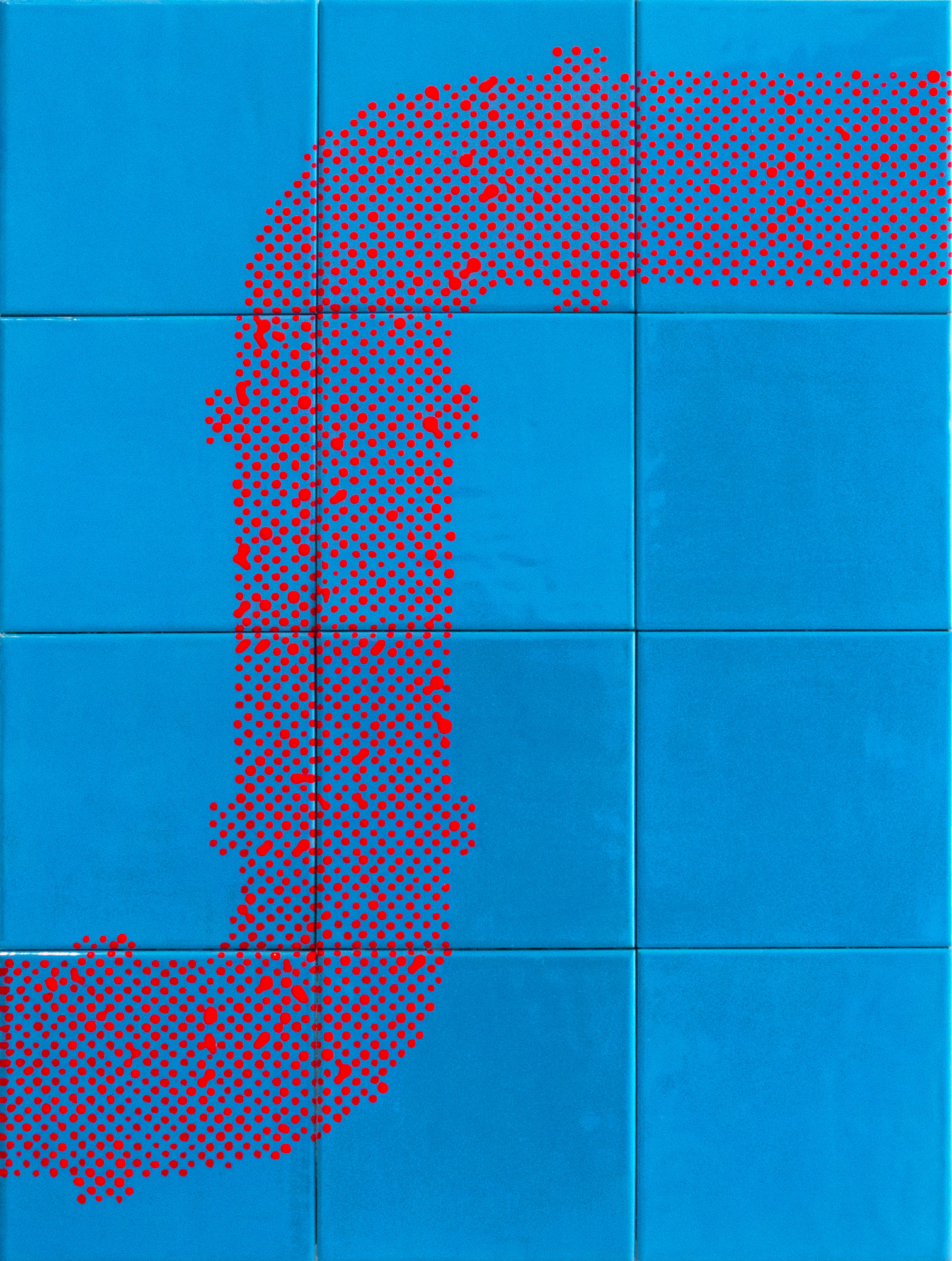 Pink Rohr (Pink water Pipe), Berlin 2021, Ceramic tile, glaze, water-based marker, nail polish, 45.5cm × 61cm