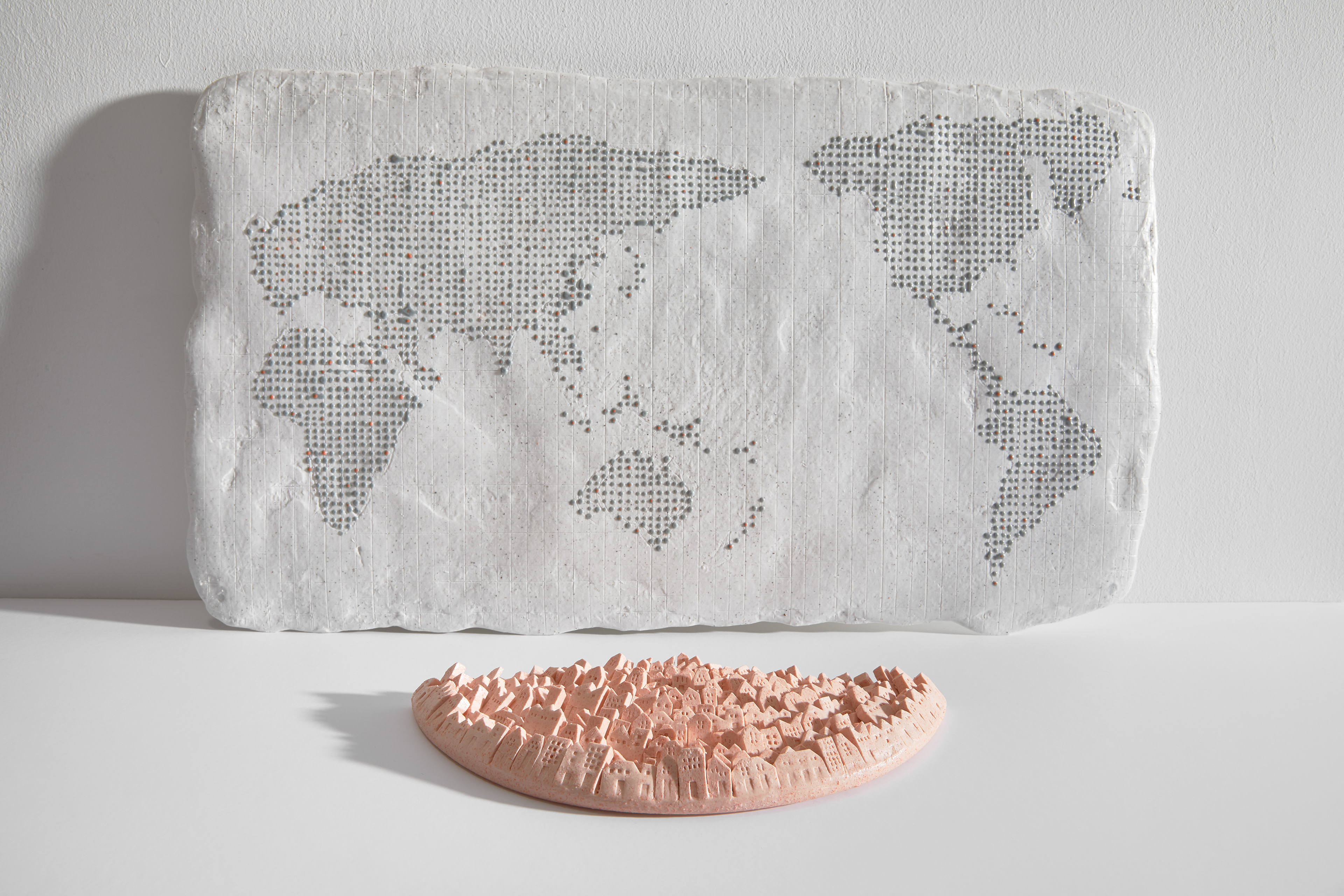 250 Dots, 2019, paperclay, slip, 1250℃ firing, ceramic installation