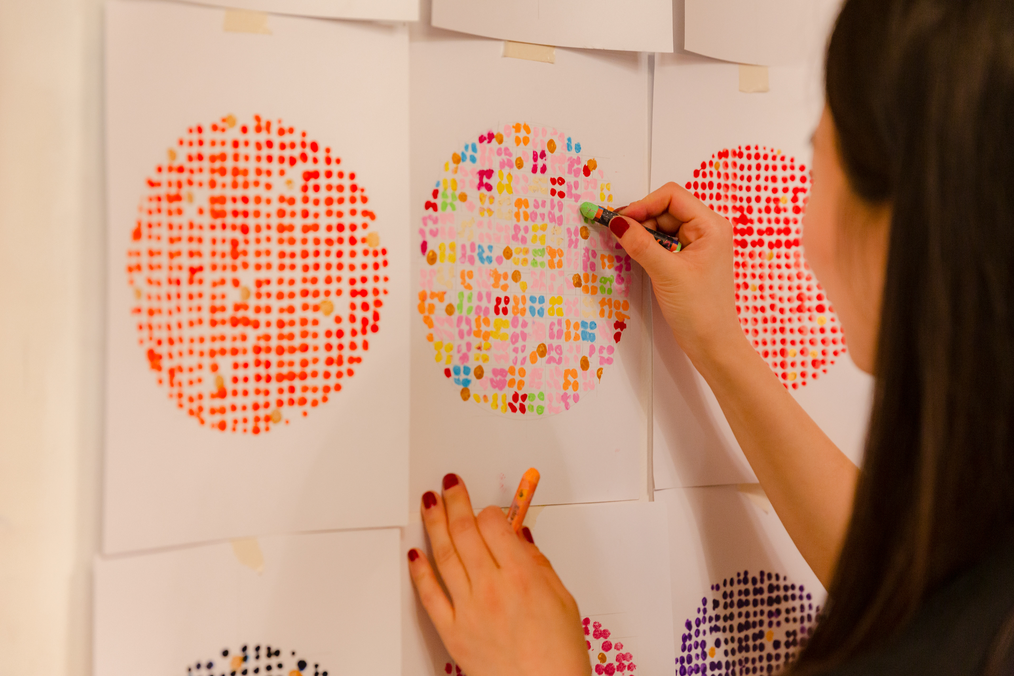 上海點描, Shanghai 2024, oil pastel, acrylic on paper, 250×120(cm)