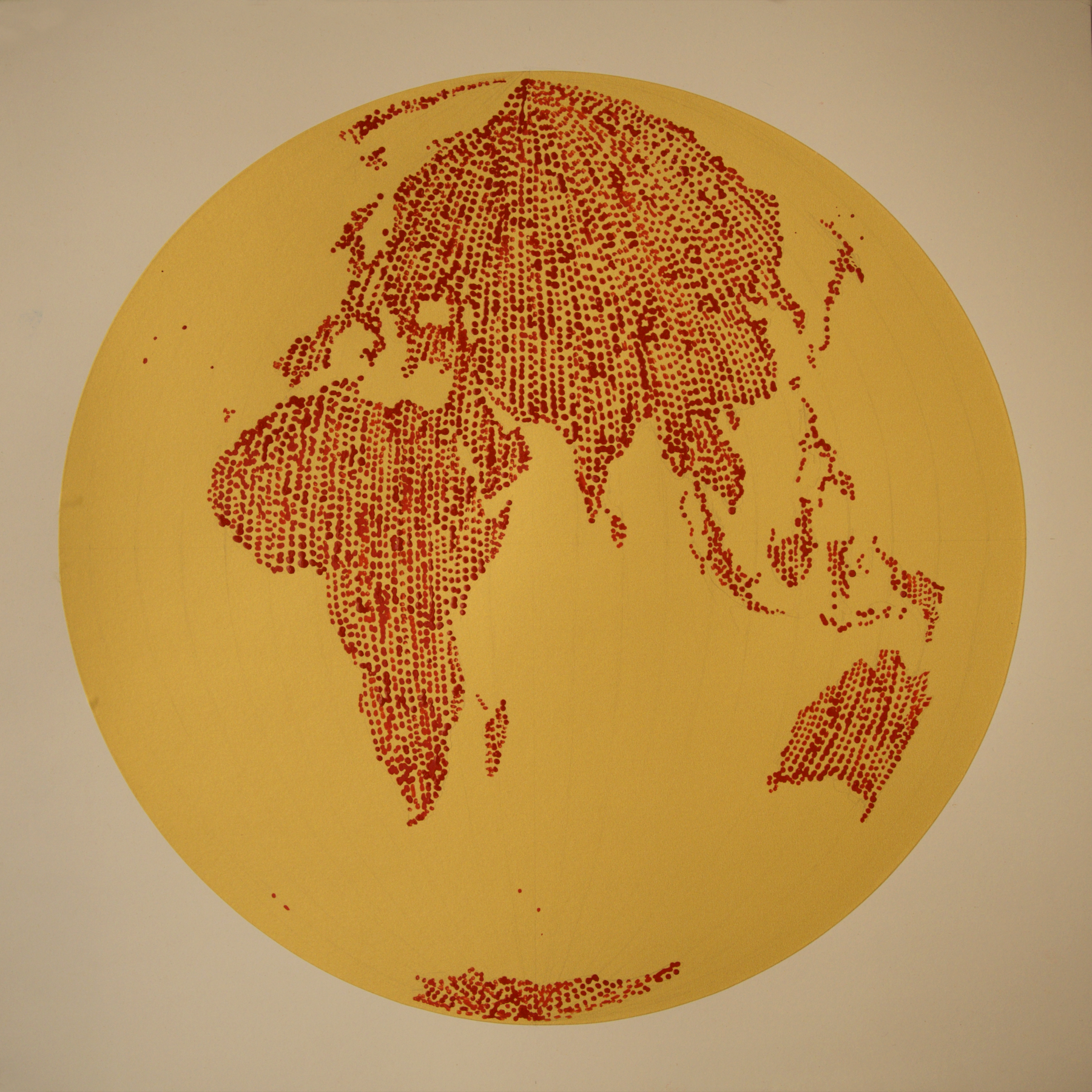 Golden Planet, Shanghai 2024, Chinese ink on Xuan paper, 40×40cm(3pieces series)