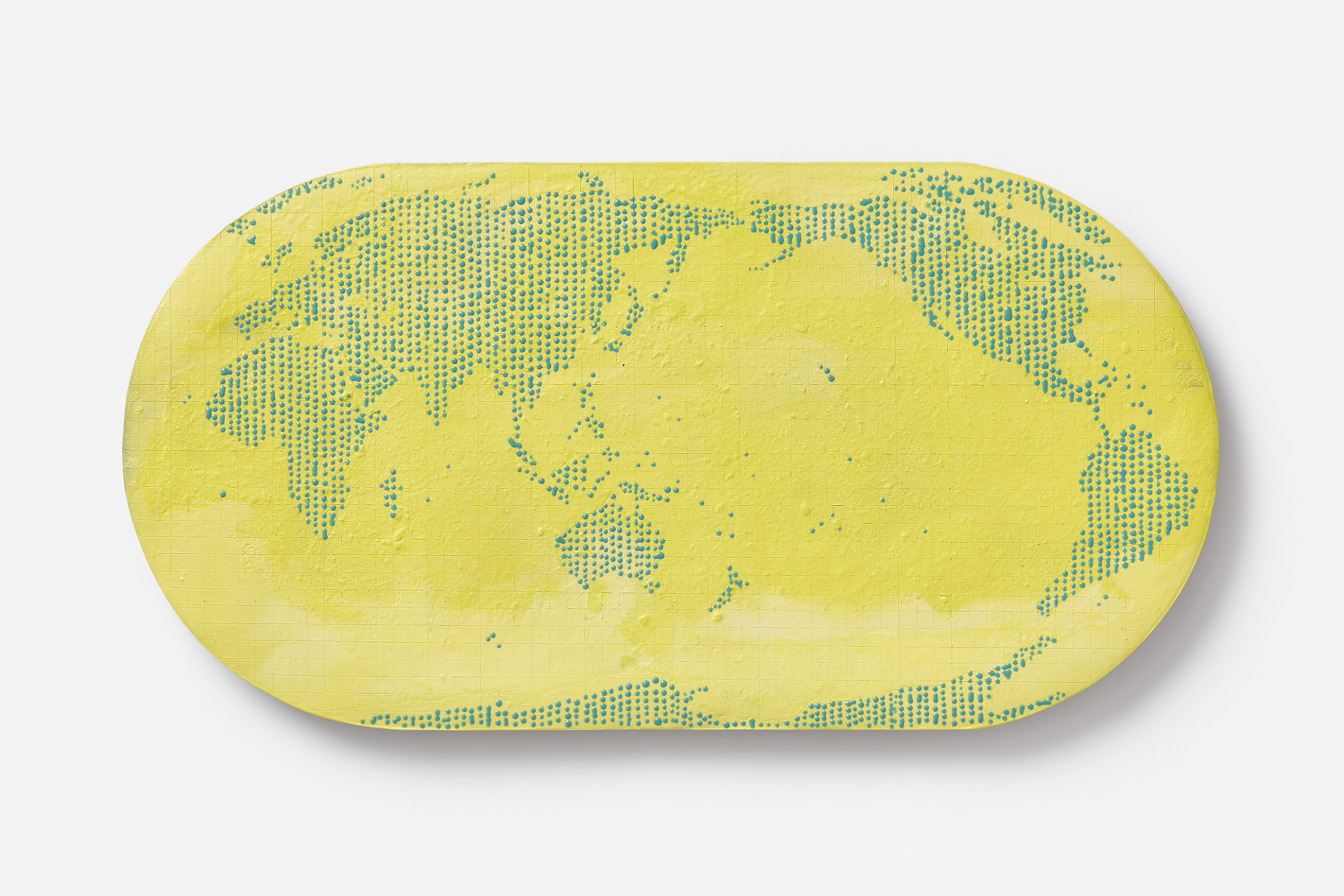 Map Projection : Lemon Yellow, 2020, paperclay, slip, 1250℃ firing, 57×28 (cm)