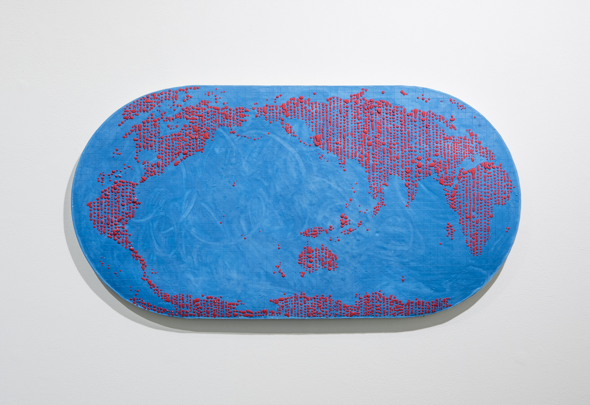 Map Projection: Cyan, 2020, paperclay, slip, 1250℃ firing, 57×28 (cm)