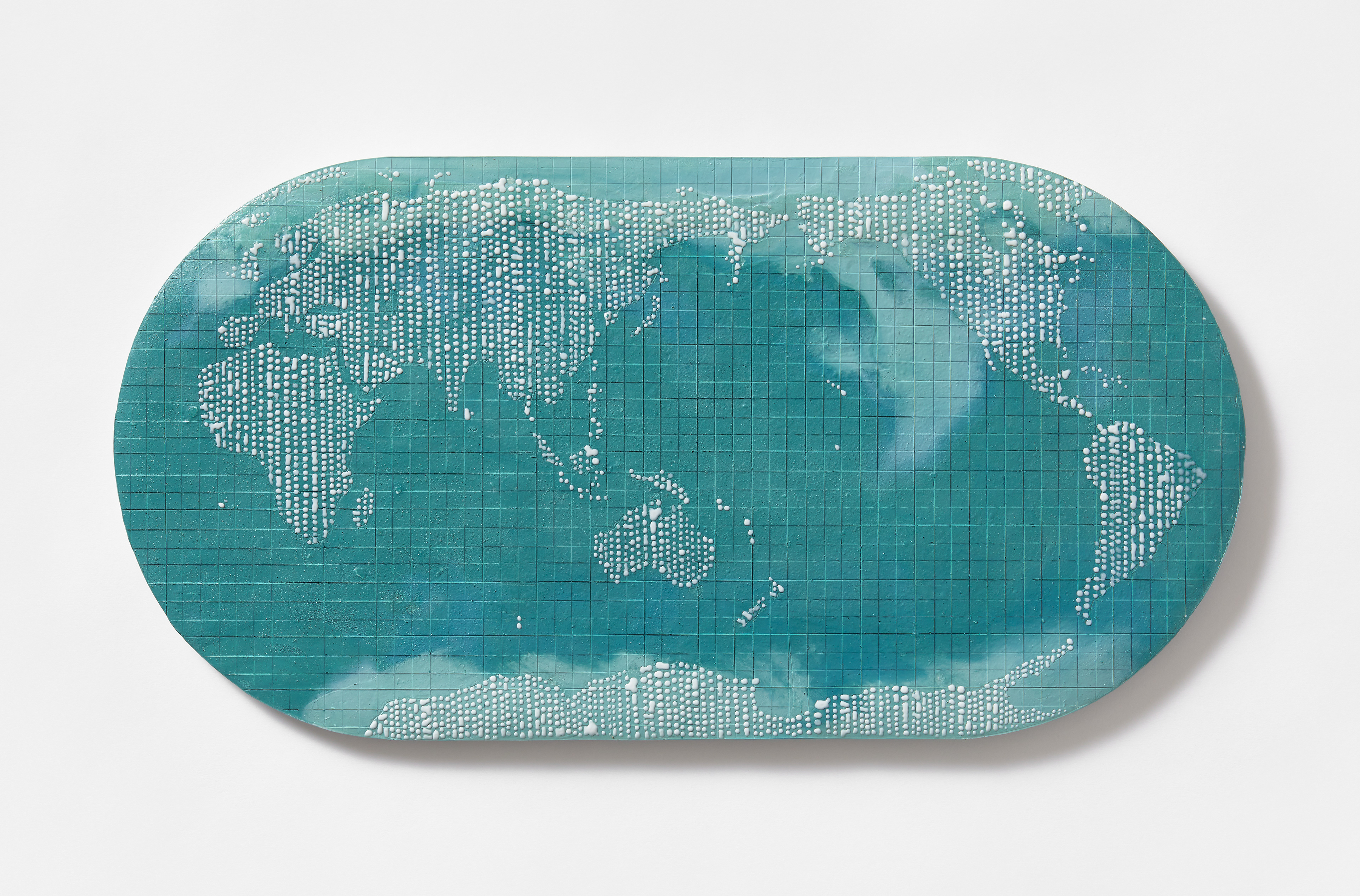 Map Projection : Turquoise, 2020, paperclay, slip, 1250℃ firing, 57×28 (cm)