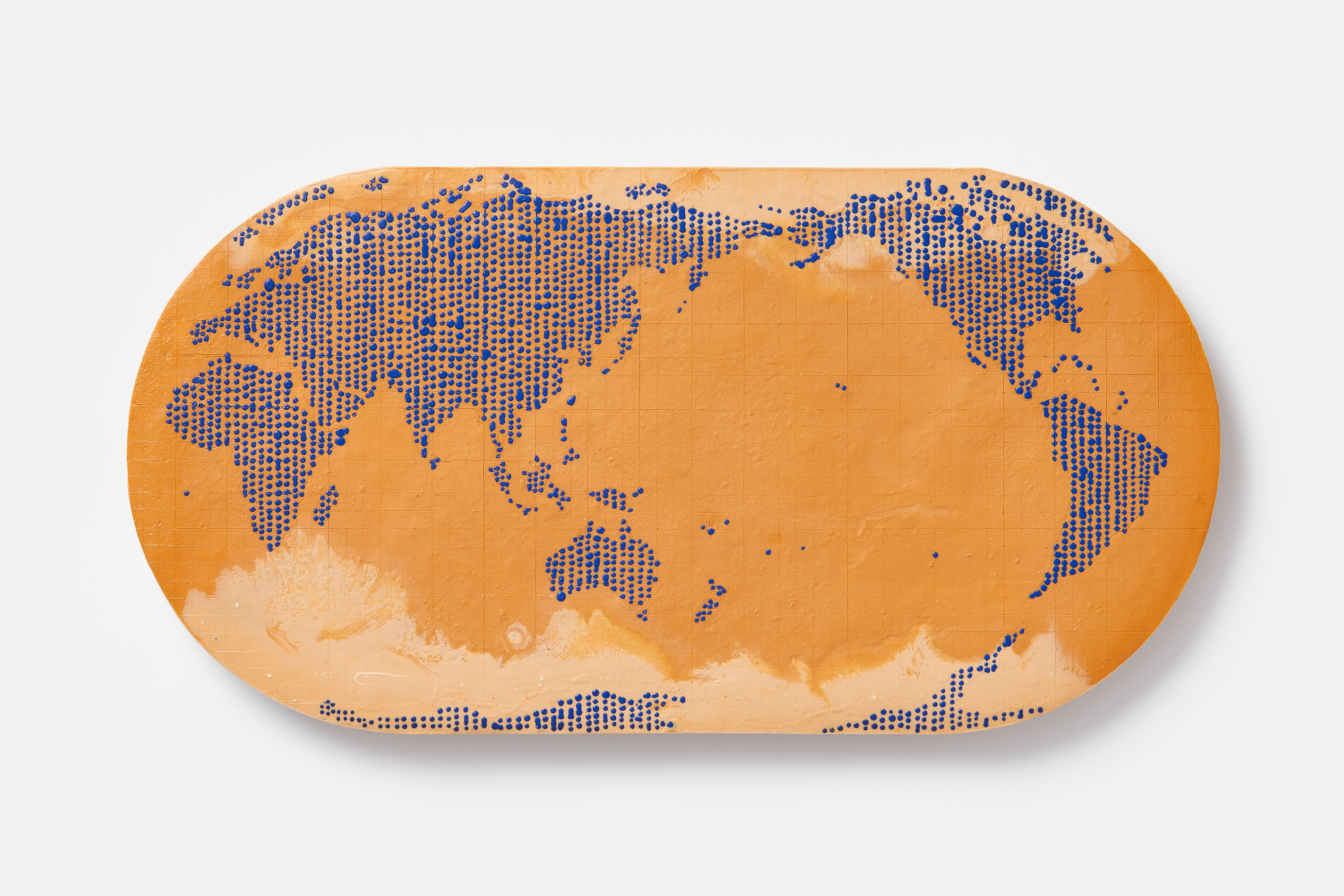 Map Projection : Orange, 2020, paperclay, slip, 1250℃ firing, 57×28 (cm)