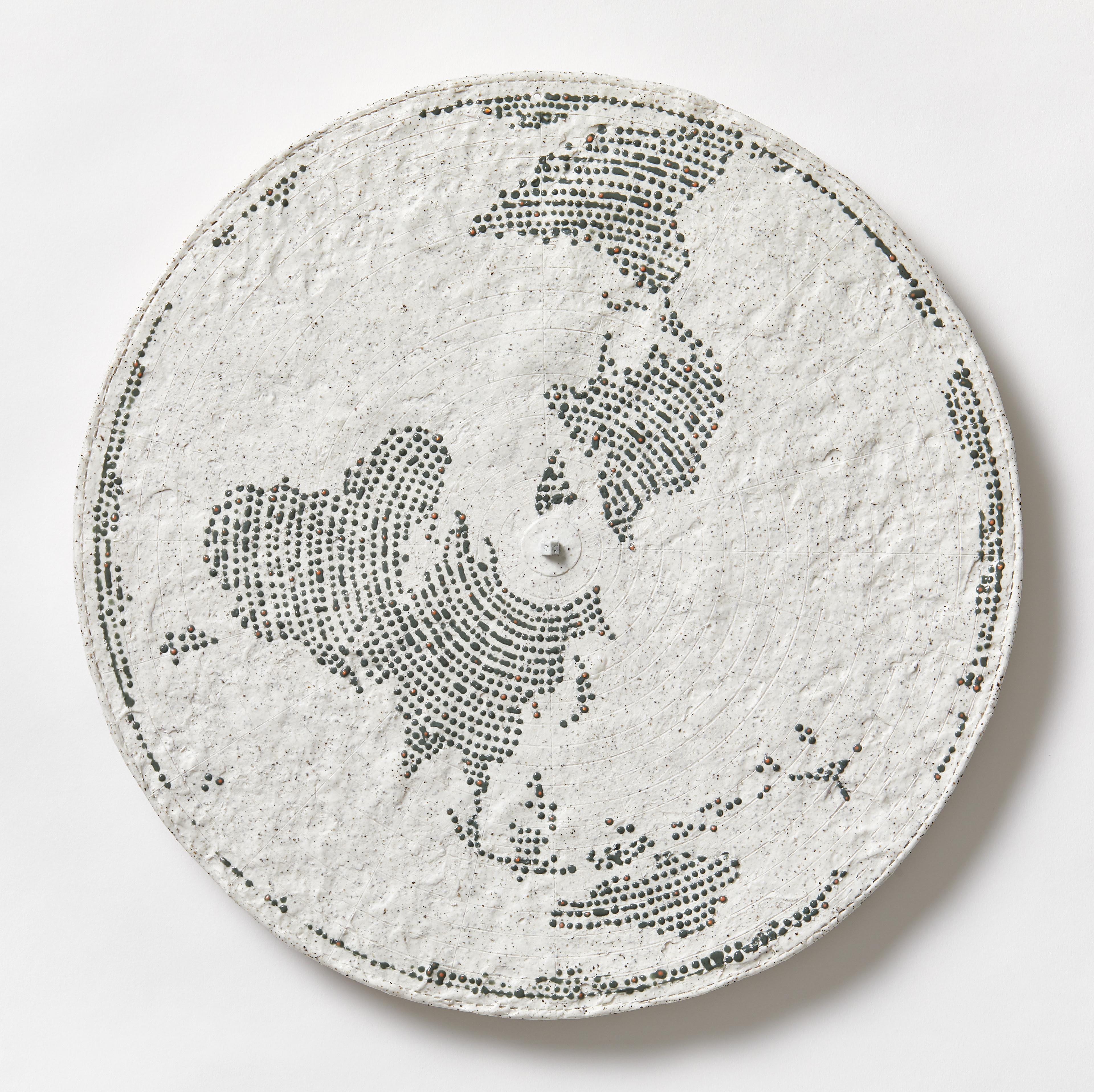 150 Dots, 2019, paperclay, slip, 1250℃ firing, 37×37(cm) 