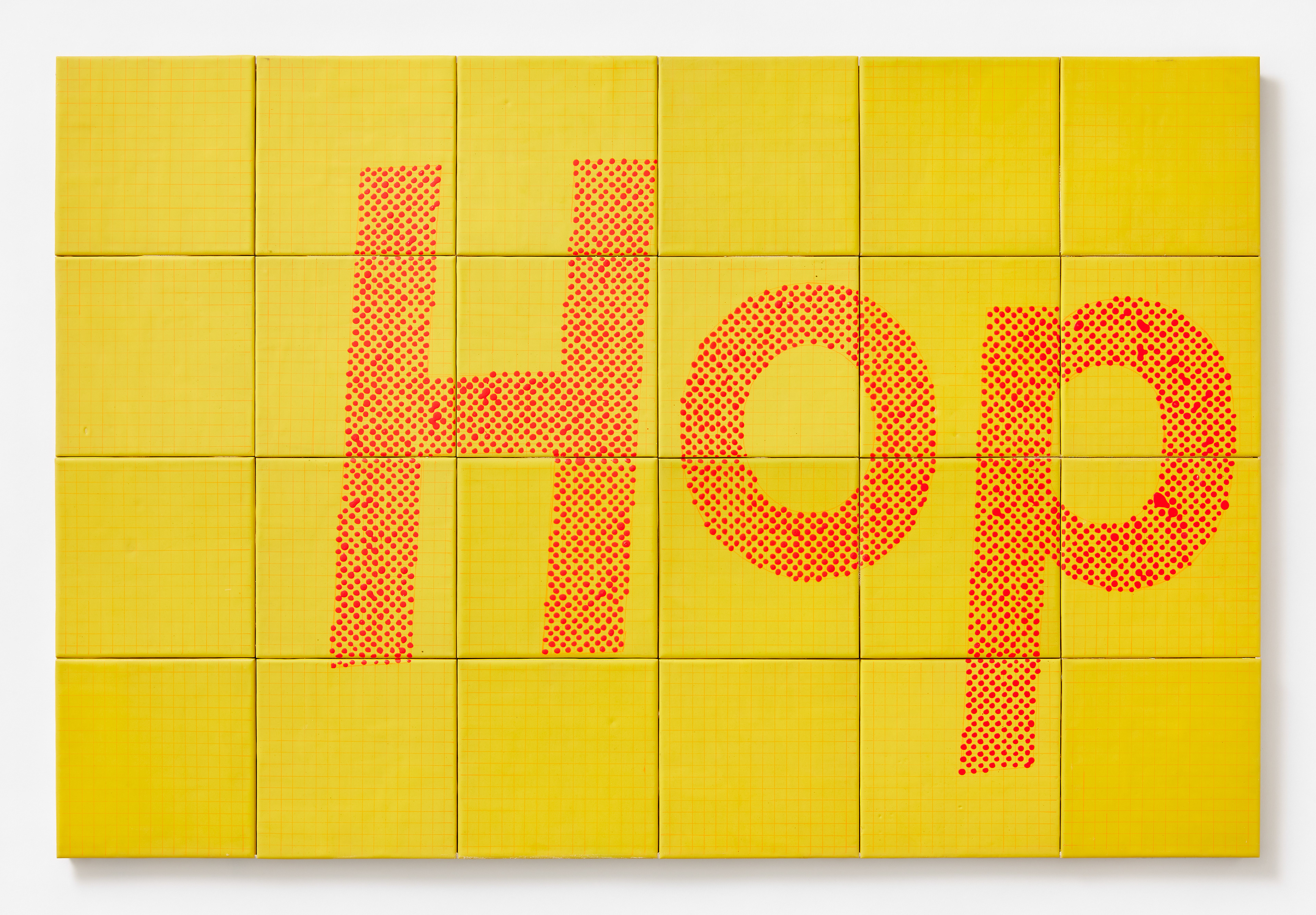Hop On, Hop Off, Berlin 2021, ceramic tile, glaze, water-based marker, nail polish, 61cm x 76cm