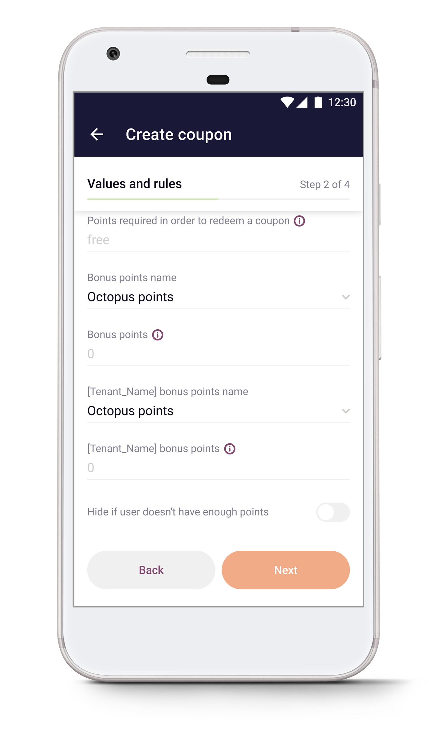Partner - create coupon details