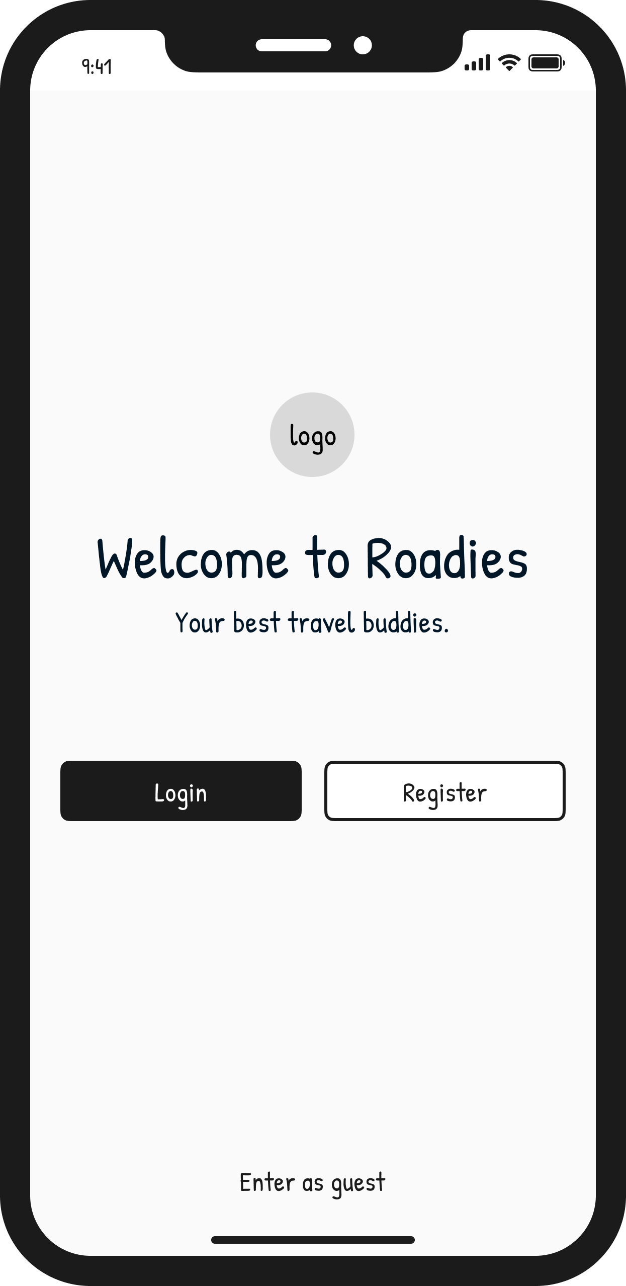 Welcome screen
