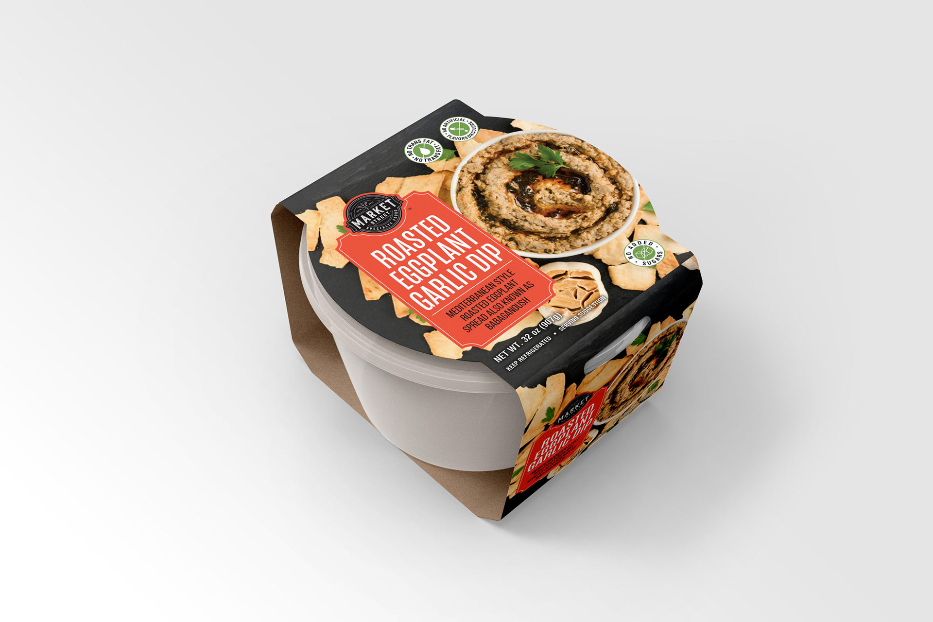 Market Street Roasted Eggplant Garlic Dip Food Packaging