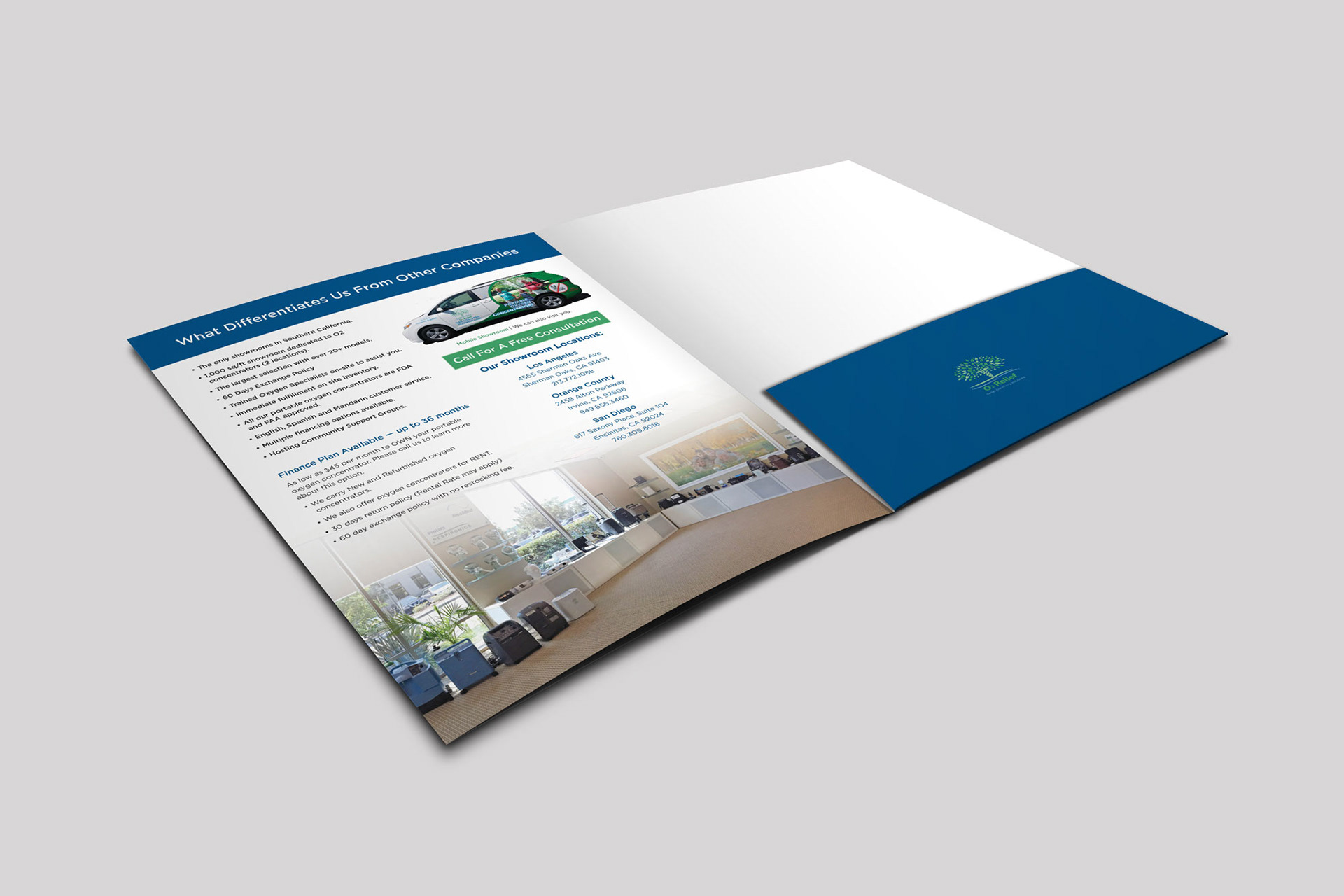 Inside of O2 Relief Pocket Folder for patients