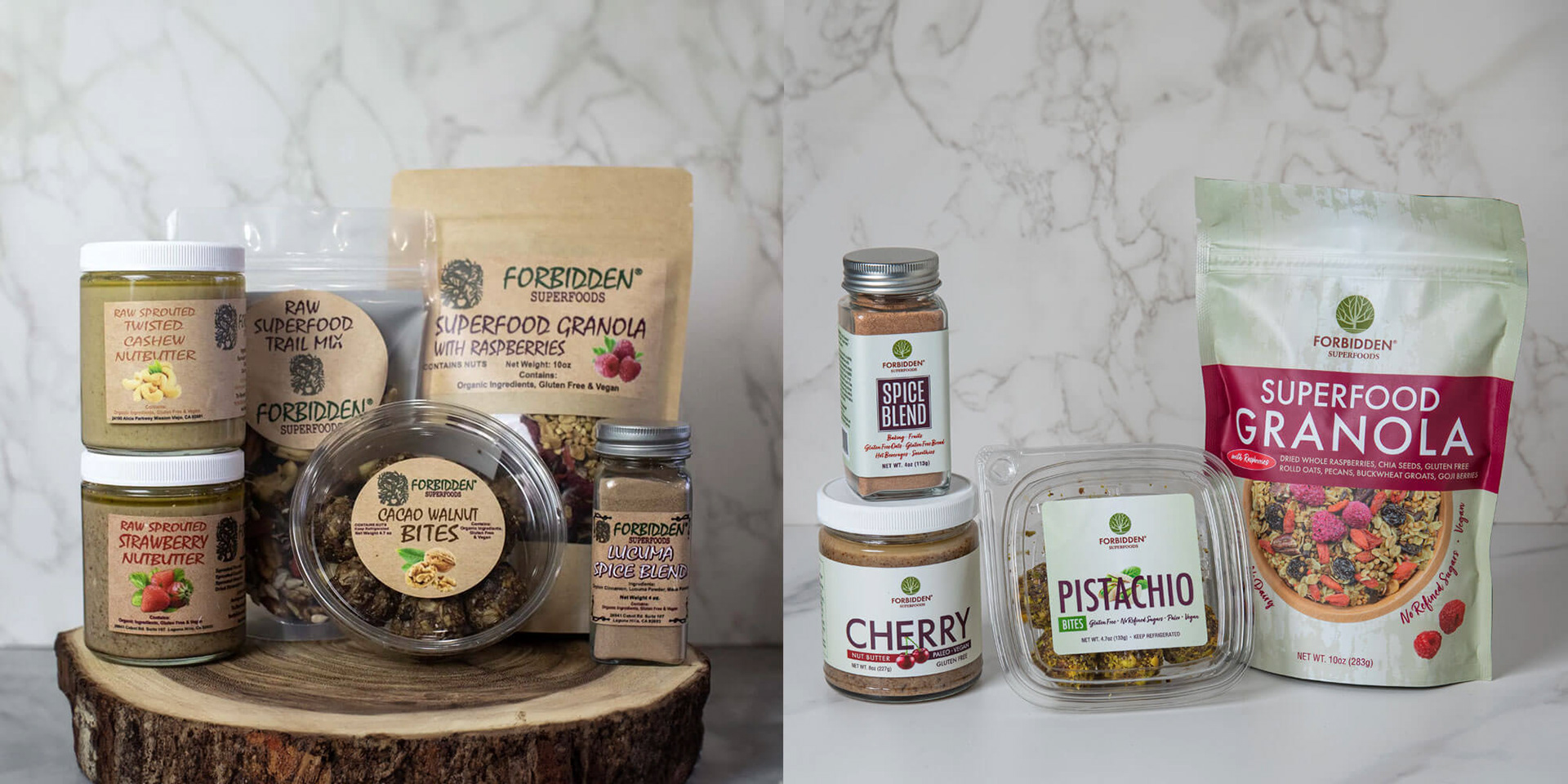 Before and after photo of Forbidden Superfoods Packaging design