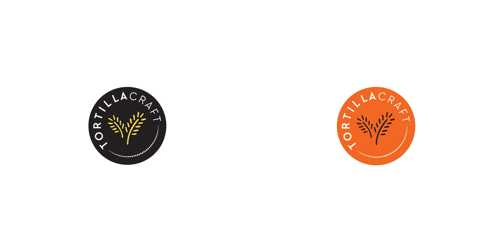 Tortillacraft logo in black and orange versions