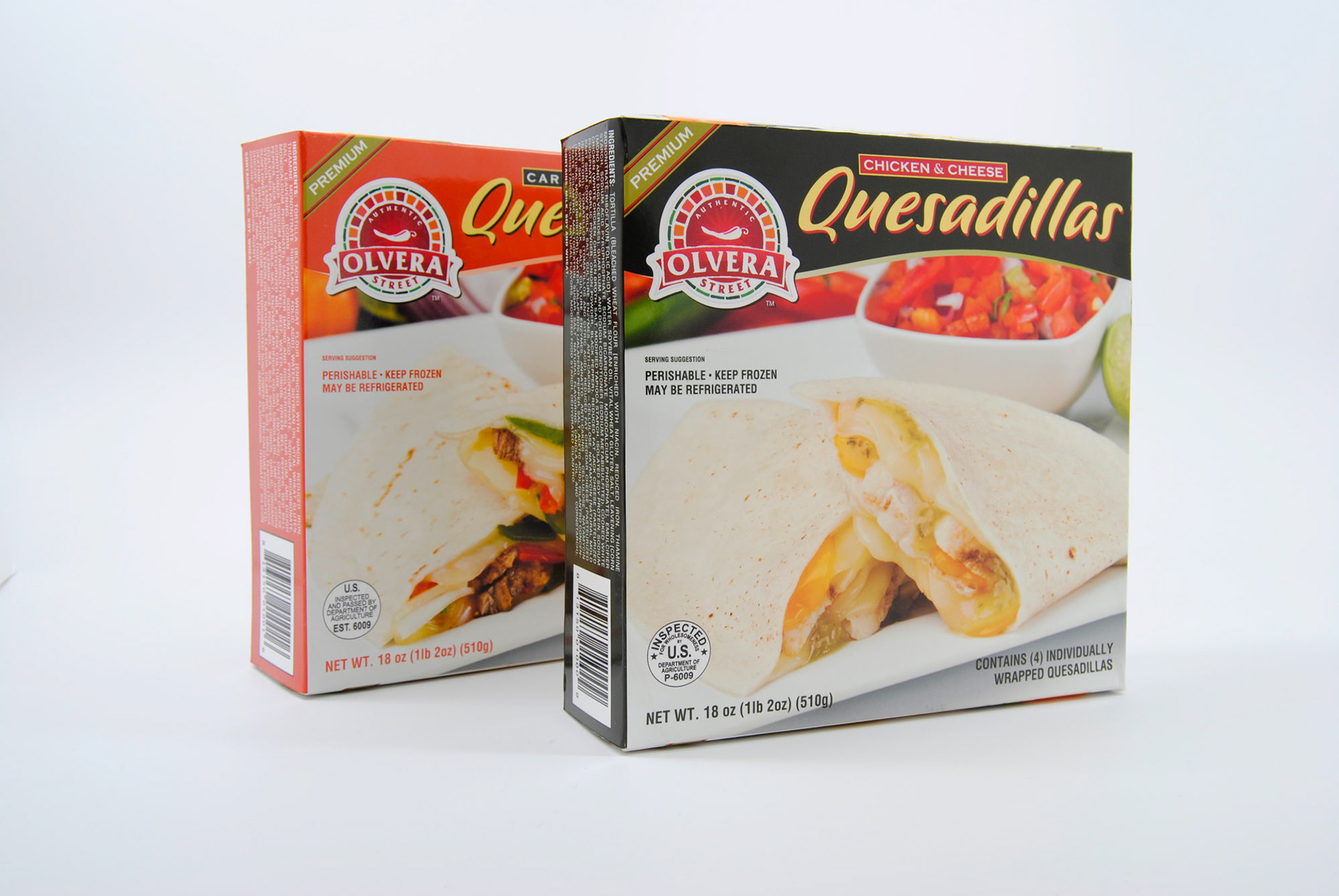 Olvera Street Chicken & Cheese Quesadialls Food Packaging