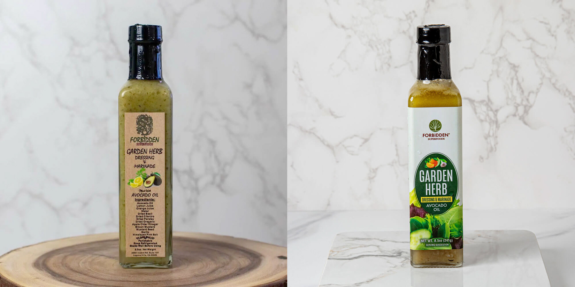 Before and after photo of Forbidden Superfoods Garden Herb Dressing & Marinade