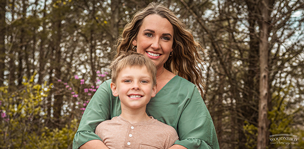 Mother and child outdoors