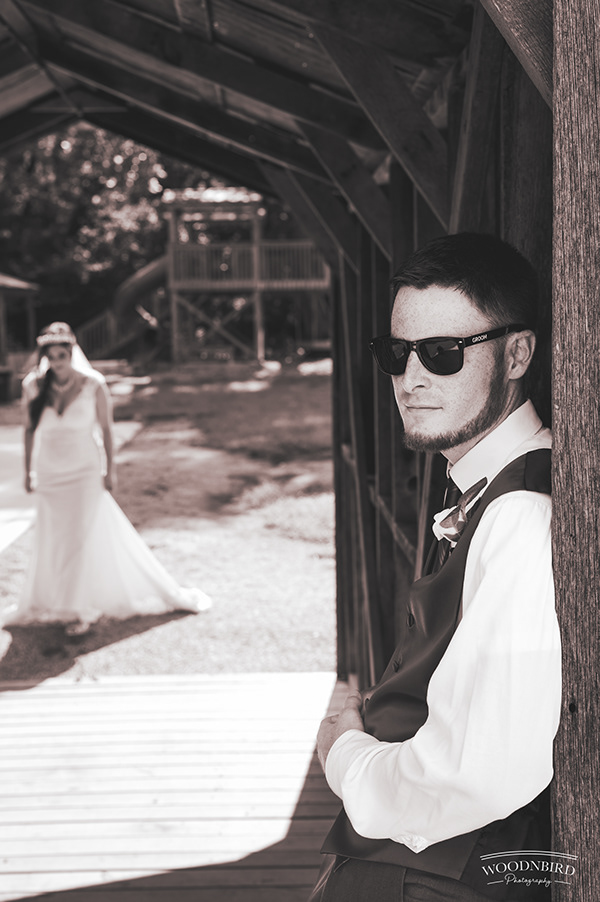 Black-and-white wedding portrait